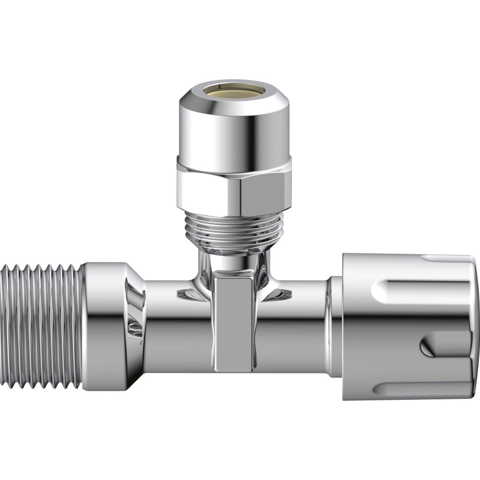 Eckventil, 3/8"AG x 3/8"AG x 10 mmQ, mit Schubrosette