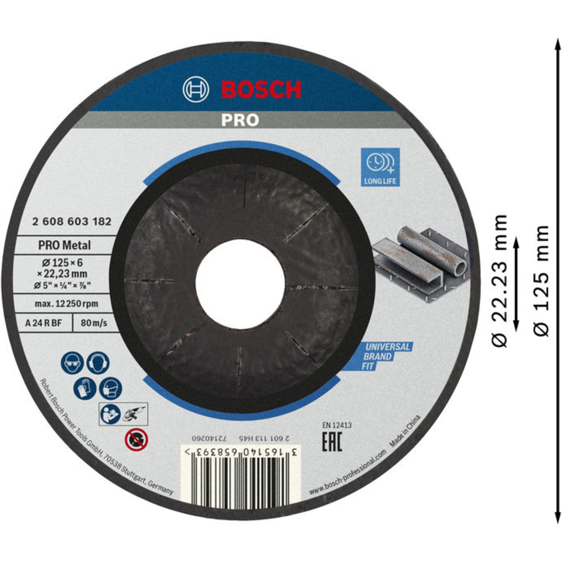 PRO Metal Schleifscheibe, 125 x 6 x 22.23 mm