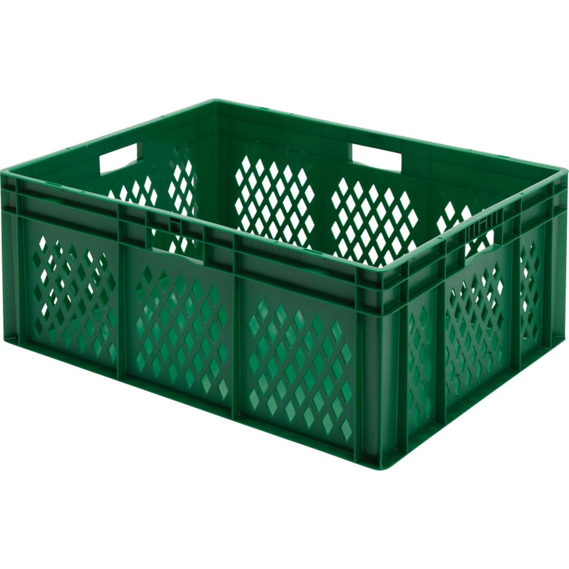 Transport-Stapelkasten B800xT600xH320 mm grün, Wände durchbrochen mit Griffloch LA-KA-PE