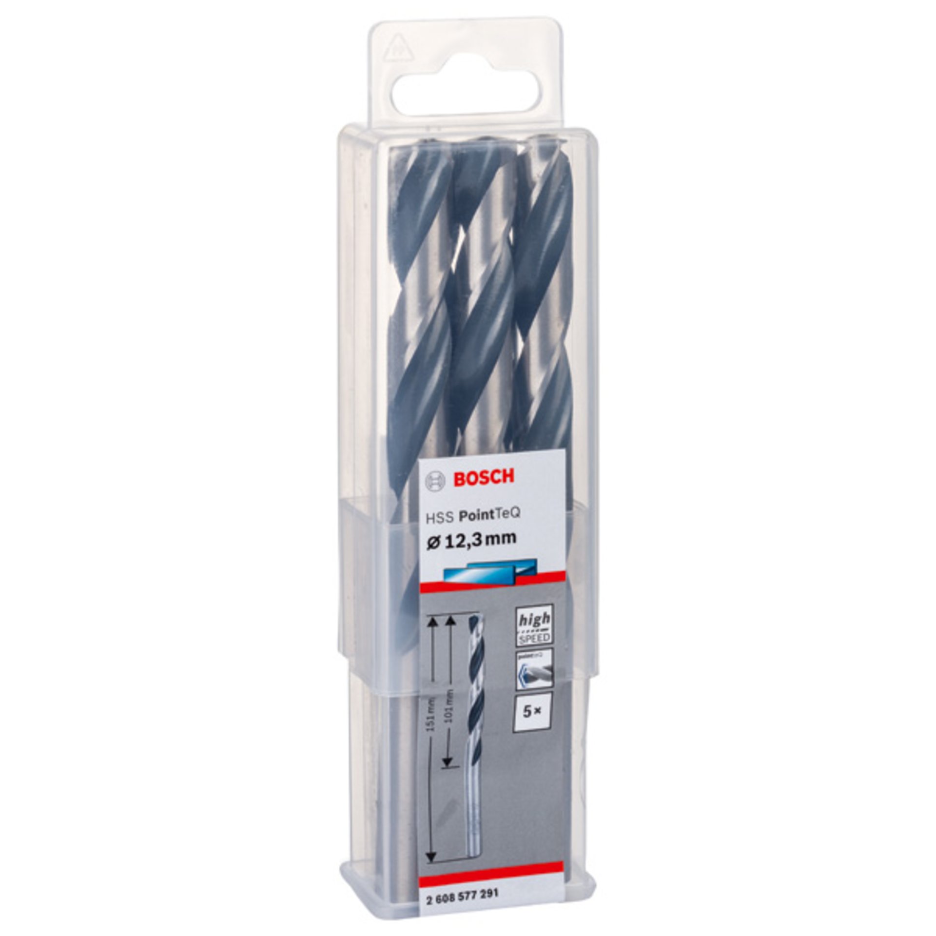 Metallspiralbohrer HSS PointTeQ, DIN 338, 12,3 mm, 5er-Pack