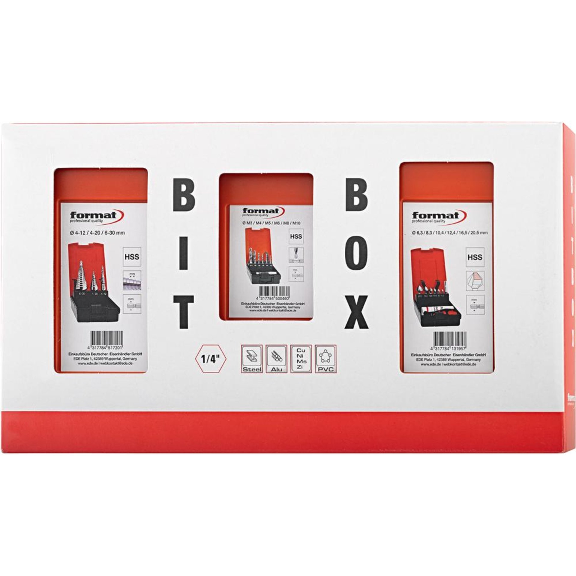 Metallbearbeitungssatz "BIT BOX"1/4" STB+ Kegelsenker+Kombibohrer 15-teilig, HSS, FORMAT