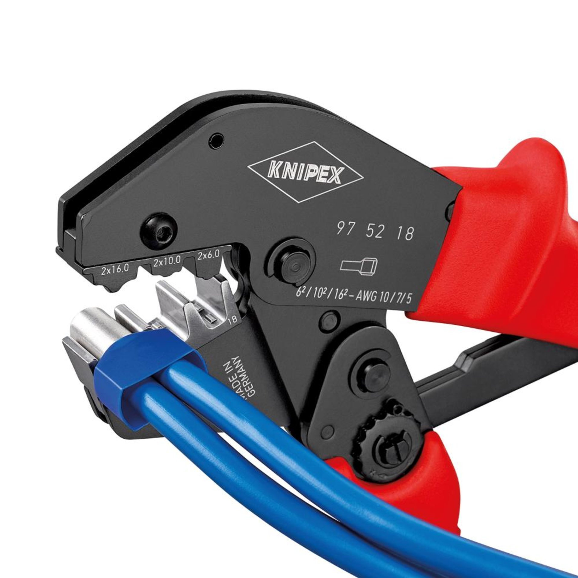 Crimp-Hebelzange f. Twin Aderendhülsen 2x6,2x10 und 2x16qmm KNIPEX