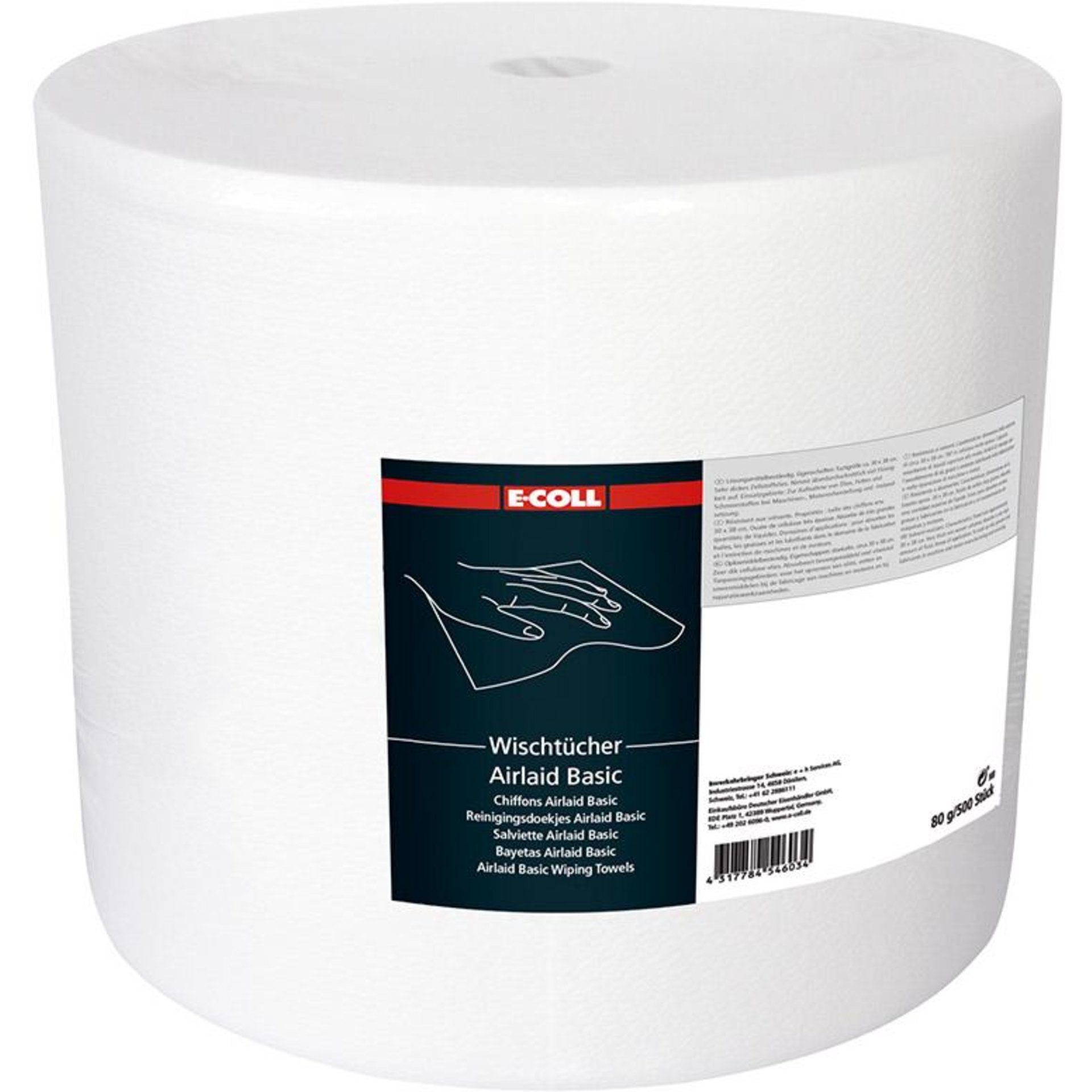 Wischtuch Airlaid Basic 500 Blatt 30x38mm weiß E-COLL