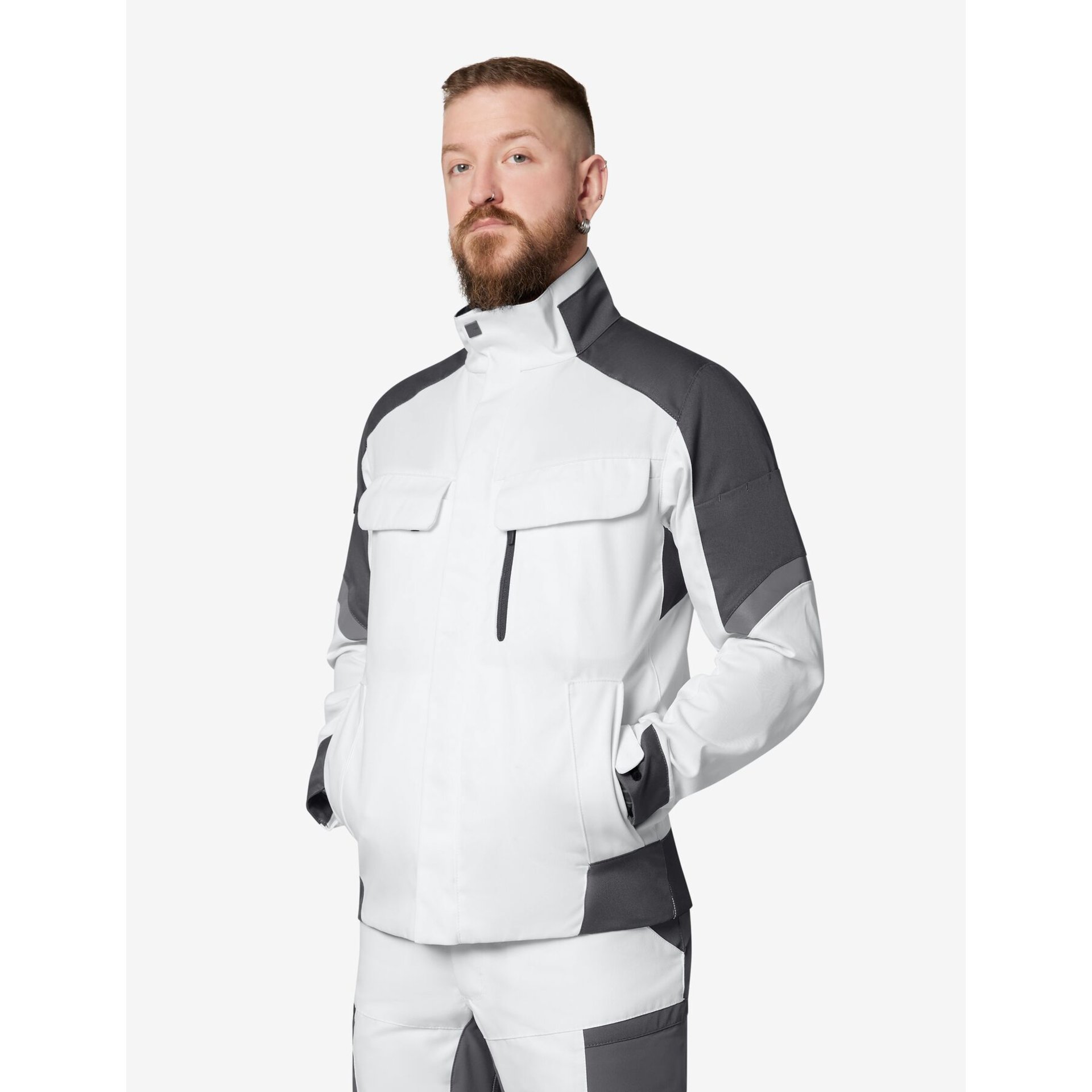 FRANK Arbeitsjacke Herren weiß-anthrazit L