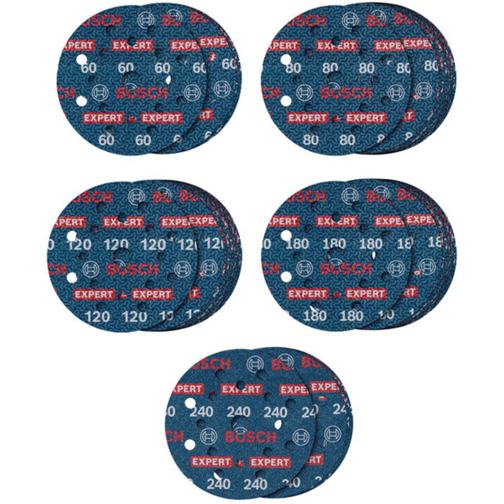 EXPERT O780 Foil Schleiffolie Set, 125 mm, K60/80/120/180/240, 55-tlg.