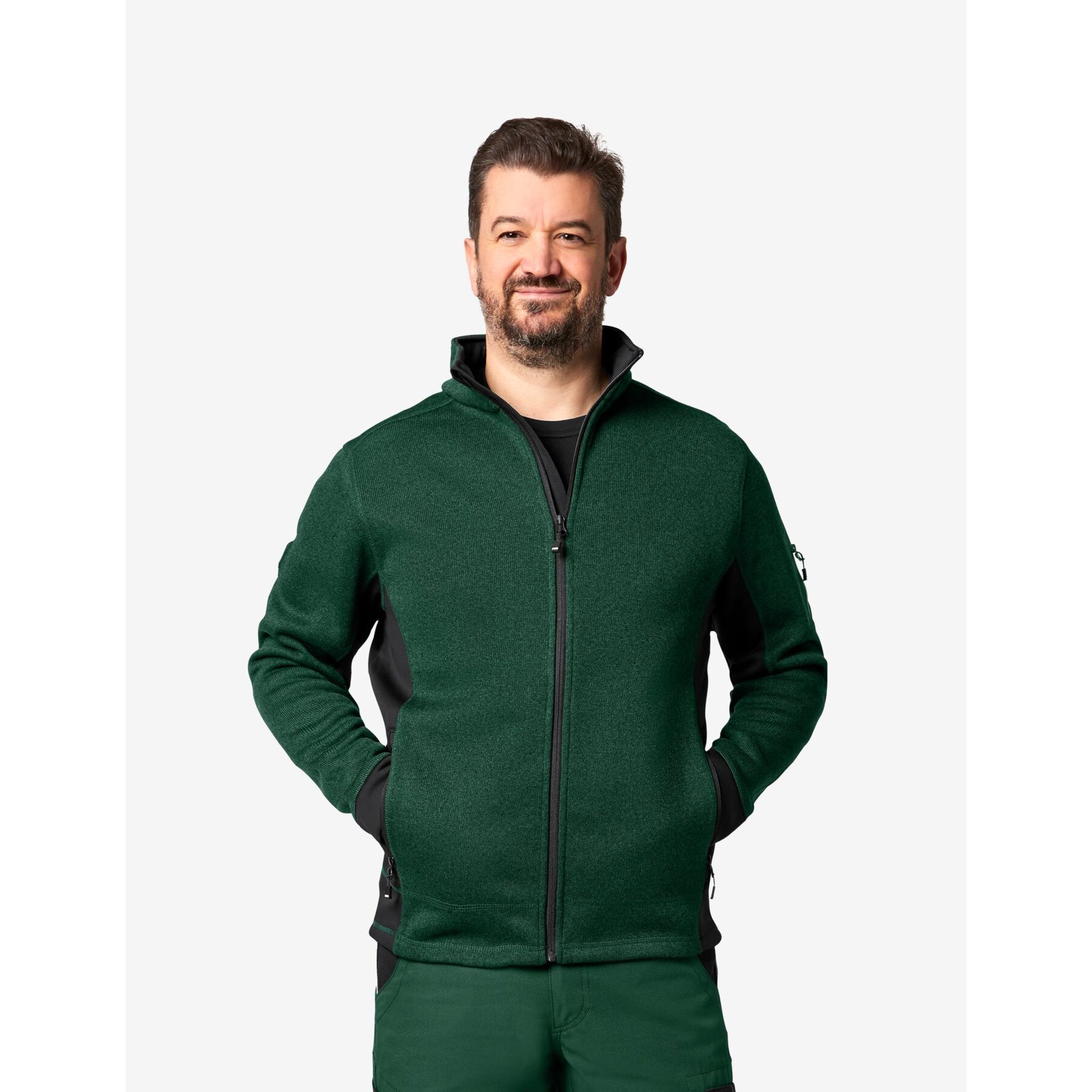 CHRISTOPH Strick-Fleece-Jacke Herren grün-schwarz L