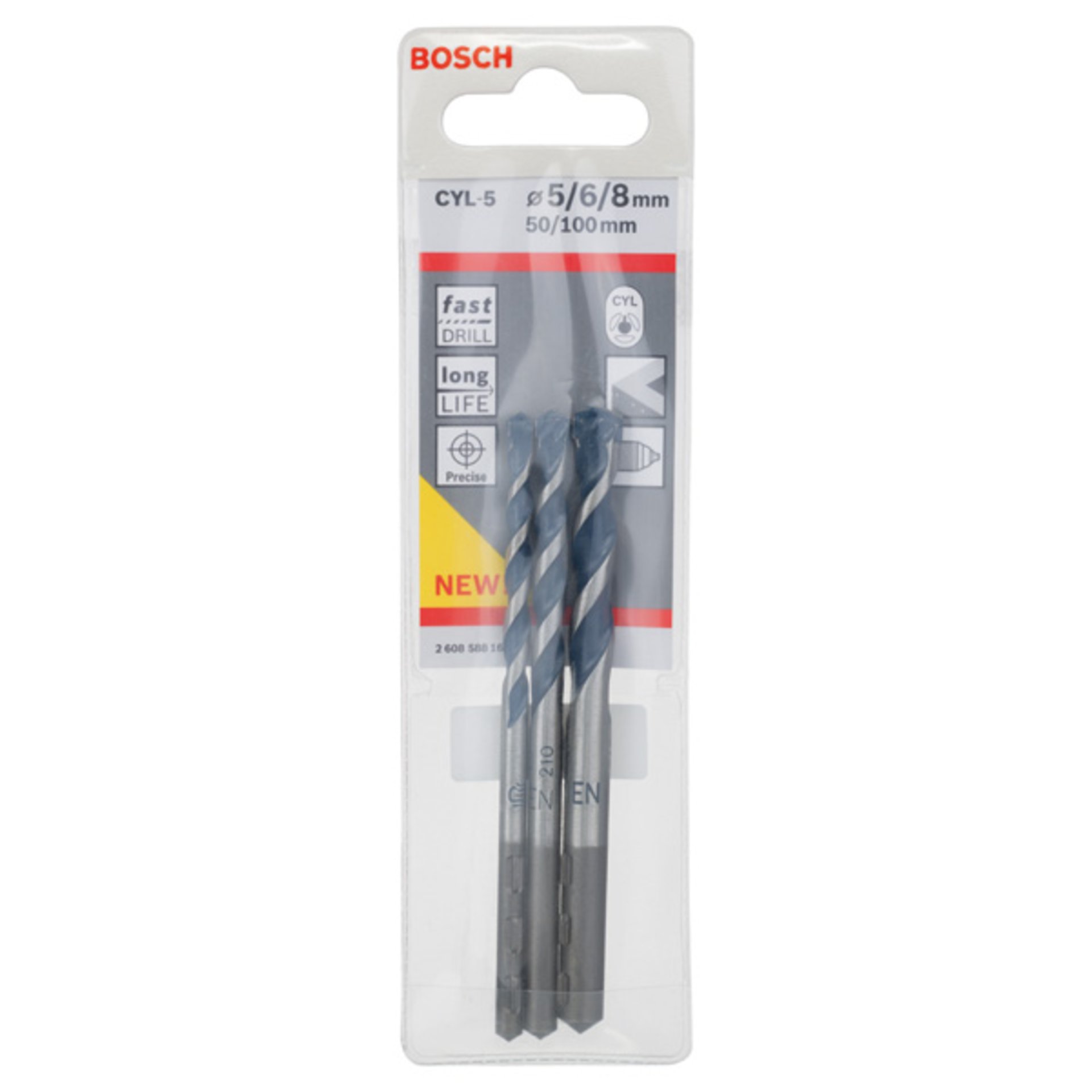 3-tlg. CYL-5 Betonbohrer-Set, 5/6/8 mm