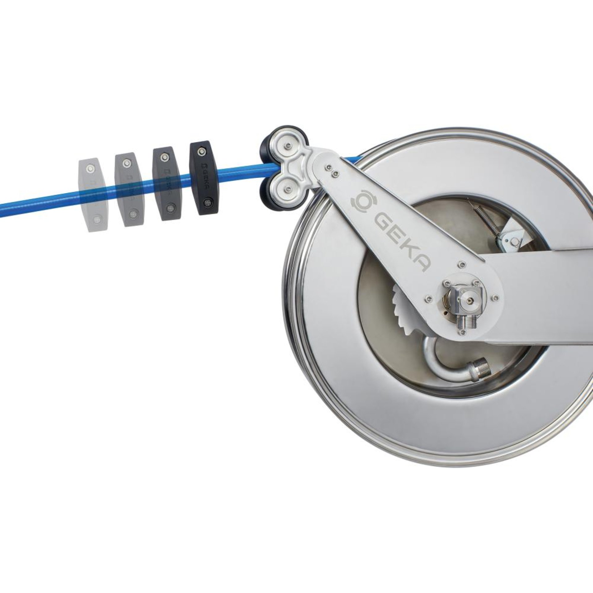 GEKA plus automatischer Schlauchaufroller EA15KSKEdelstahl, inkl. 20m DVGW-Schlauch 1/2" & Arm.