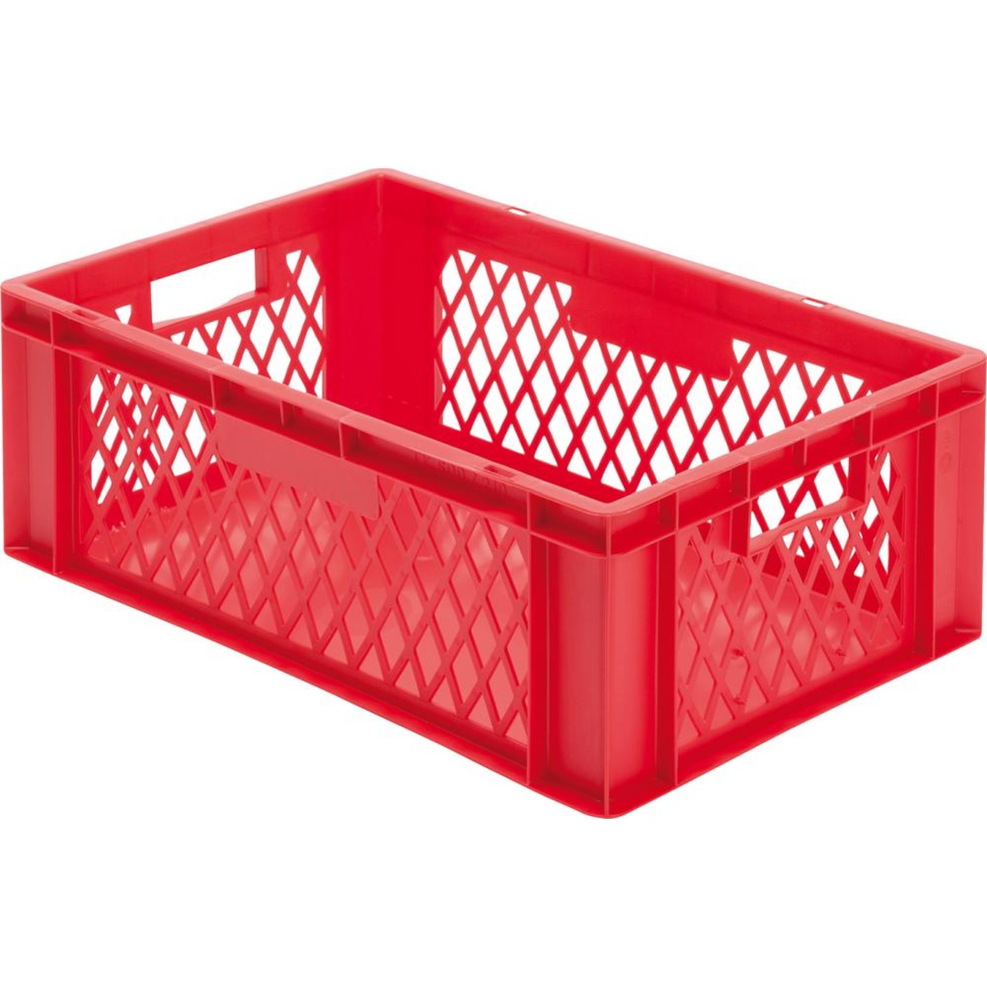 Transport-Stapelkasten B600xT400xH210 mm rot, Wände durchbrochen mit Griffloch LA-KA-PE