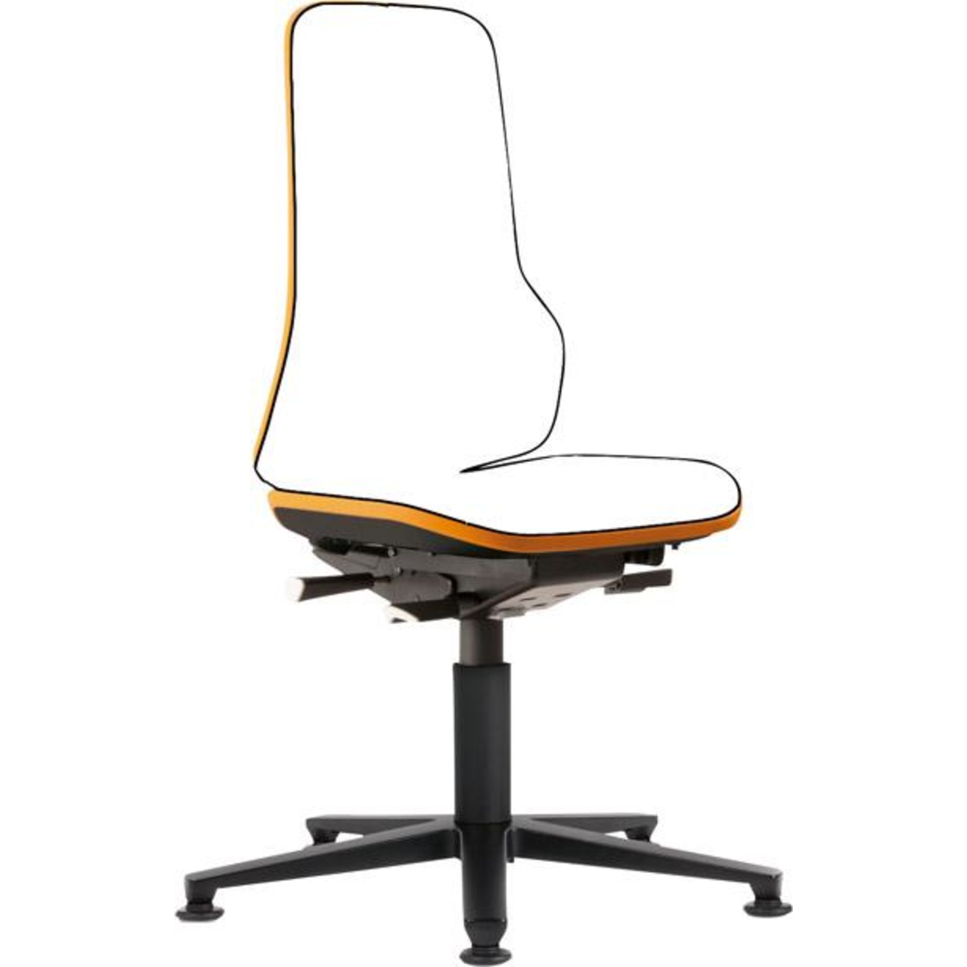 Bimos Arbeitsstuhl Neon orange,ohne Polster Sitzhöhe 450-620 mm mit Gleiter