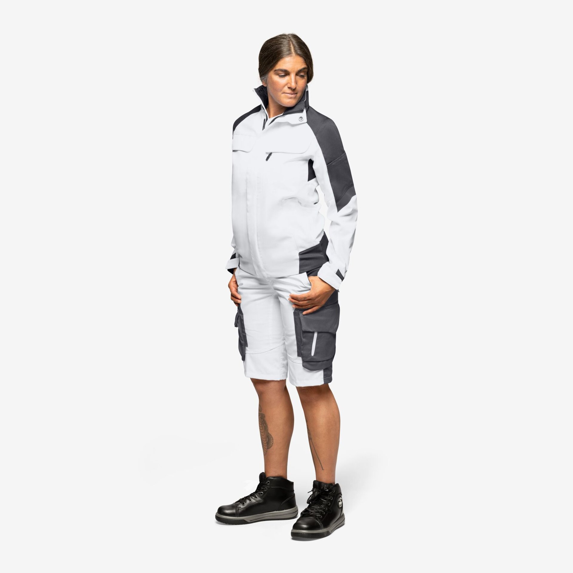 ANDREA Arbeitsjacke Damen weiß-anthrazit S