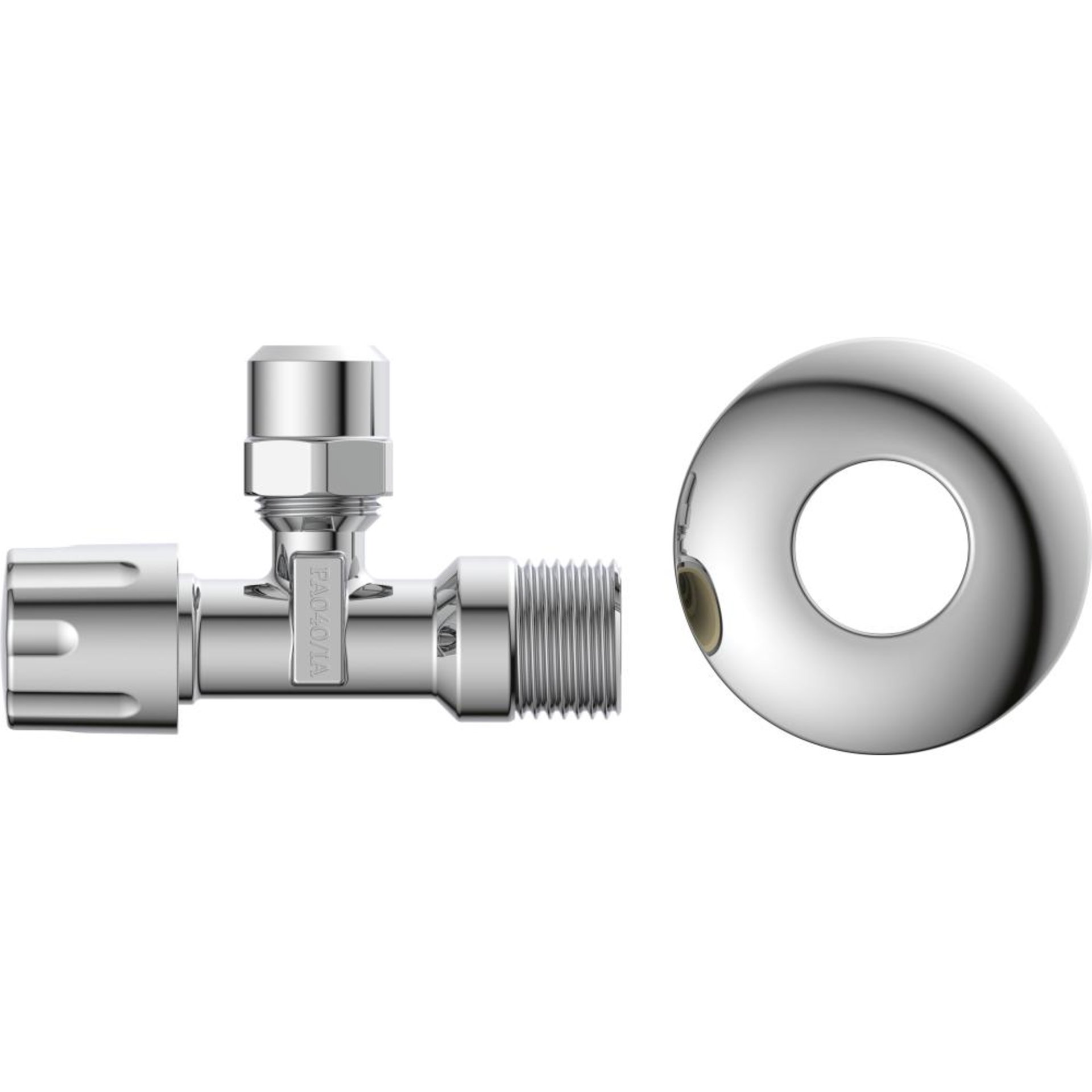 Eckventil, 1/2"AG x 3/8"AG x 10 mmQ, mit Schubrosette