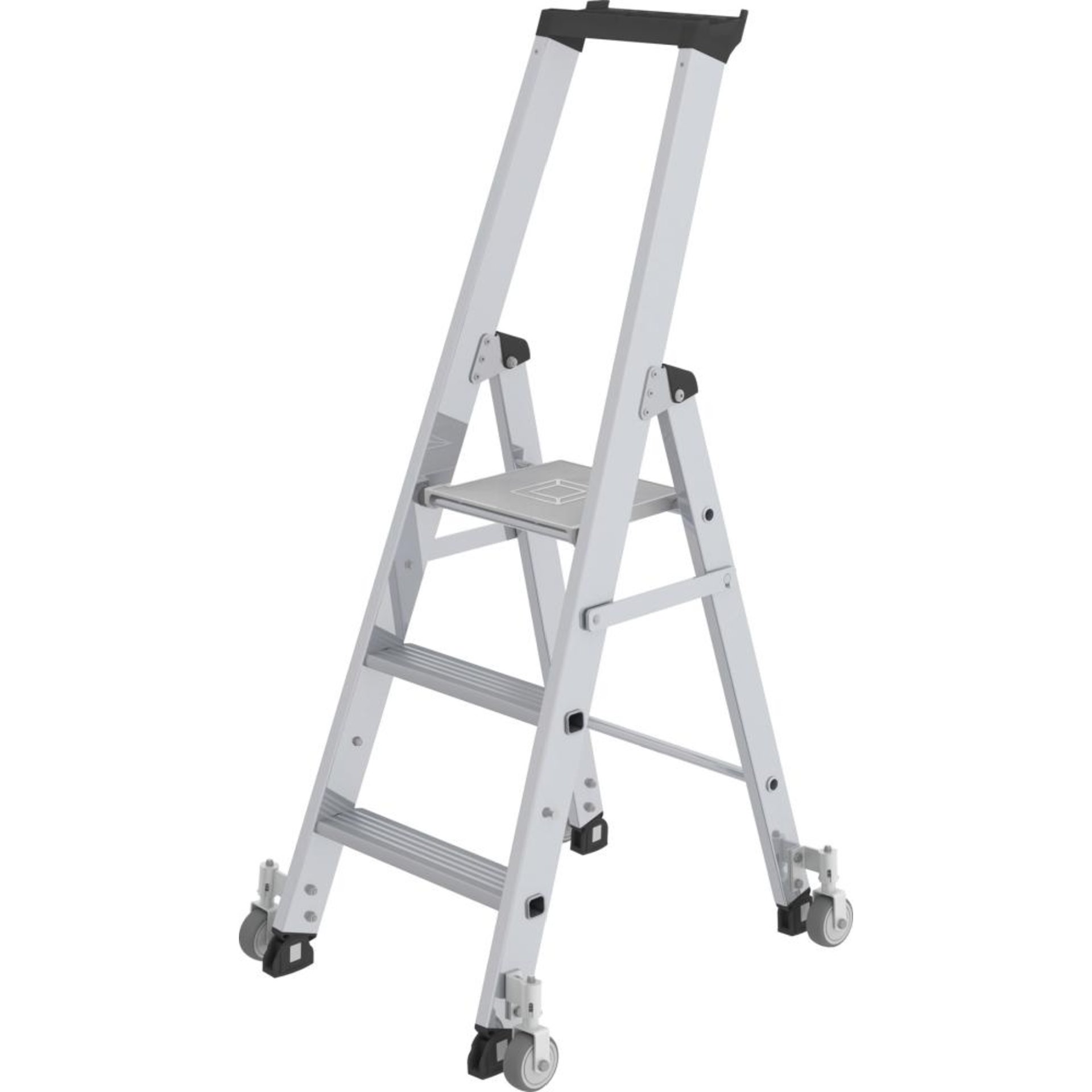 Aluminium-Stehleiter, einseitig begehbar, mit Rollen
