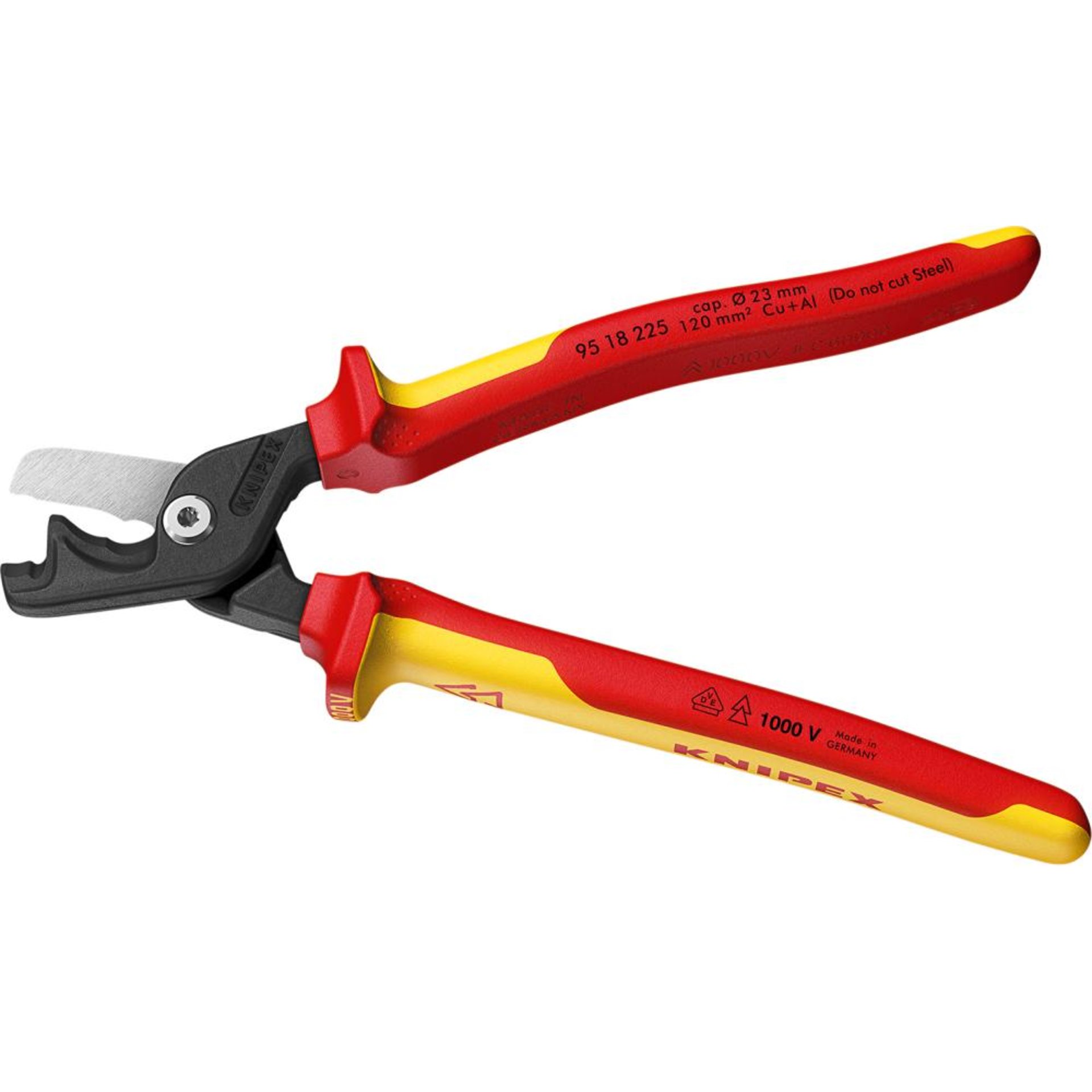 Kabelschere VDE mit Mehrkomponenten-Griffen 225mm schlanke Kopfform KNIPEX