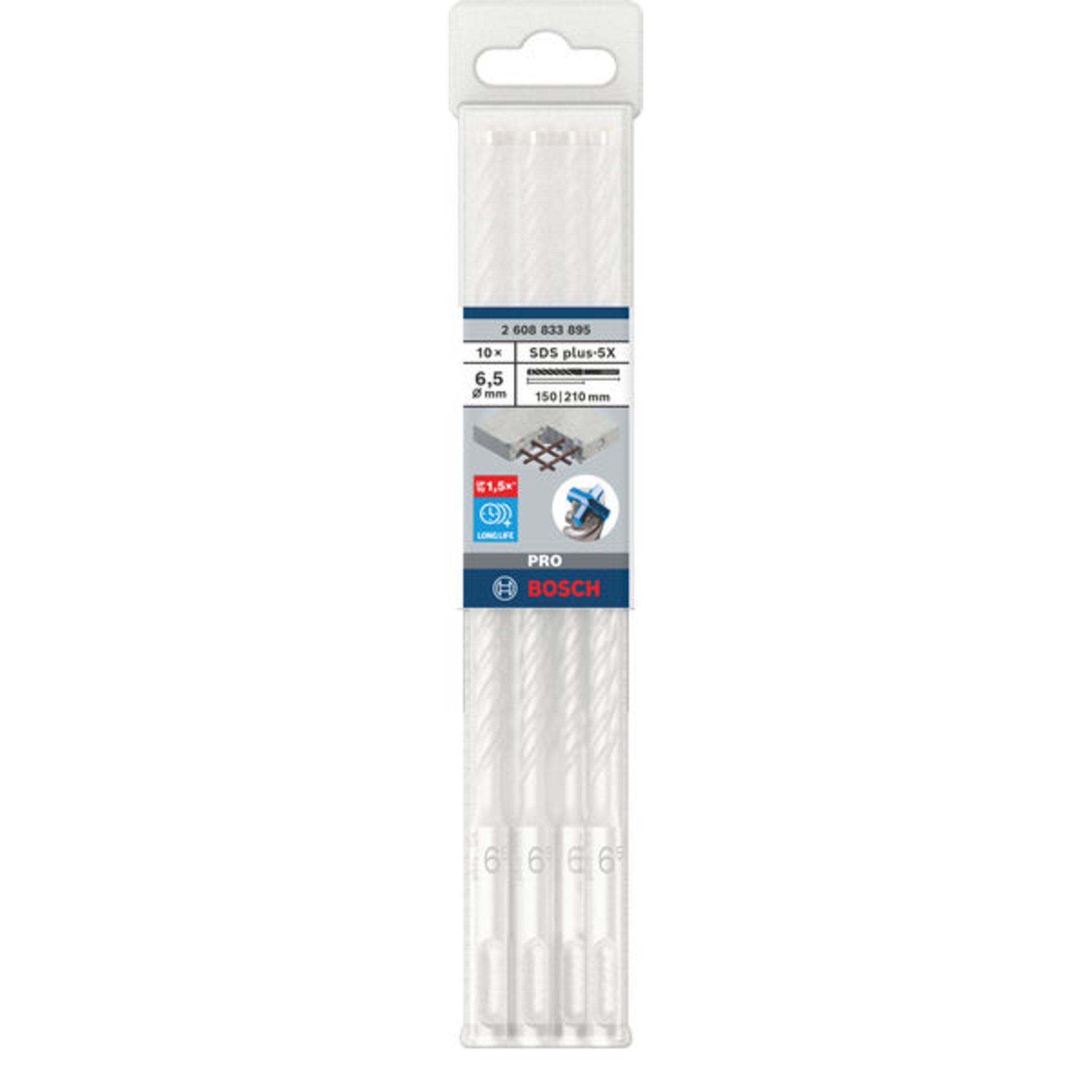 PRO SDS plus-5X Hammerbohrer, 6,5 x 150 x 210 mm, 10-tlg.