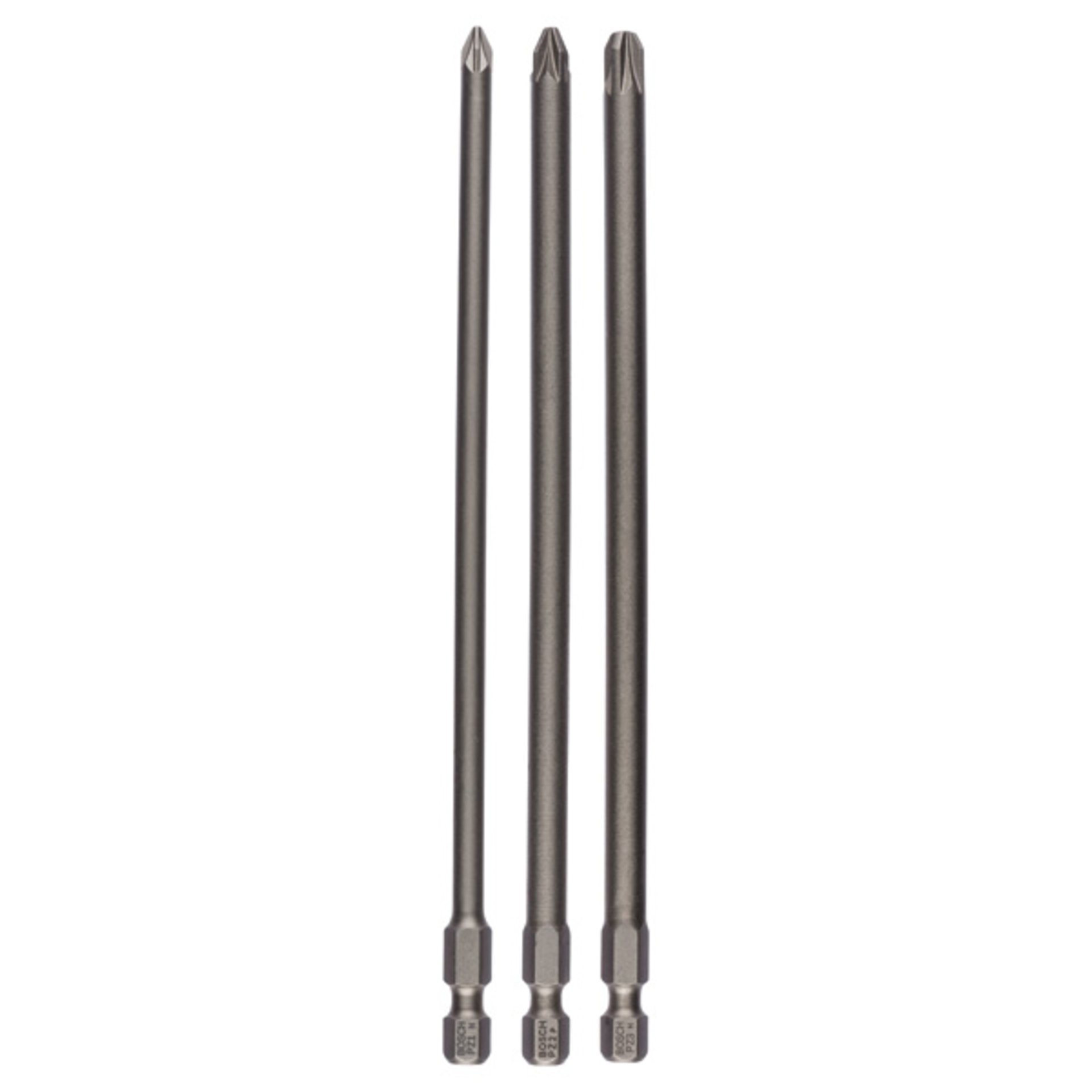 Schrauberbit-Set Extra-Hart, 3-teilig, PZ1, PZ2, PZ3, 152 mm
