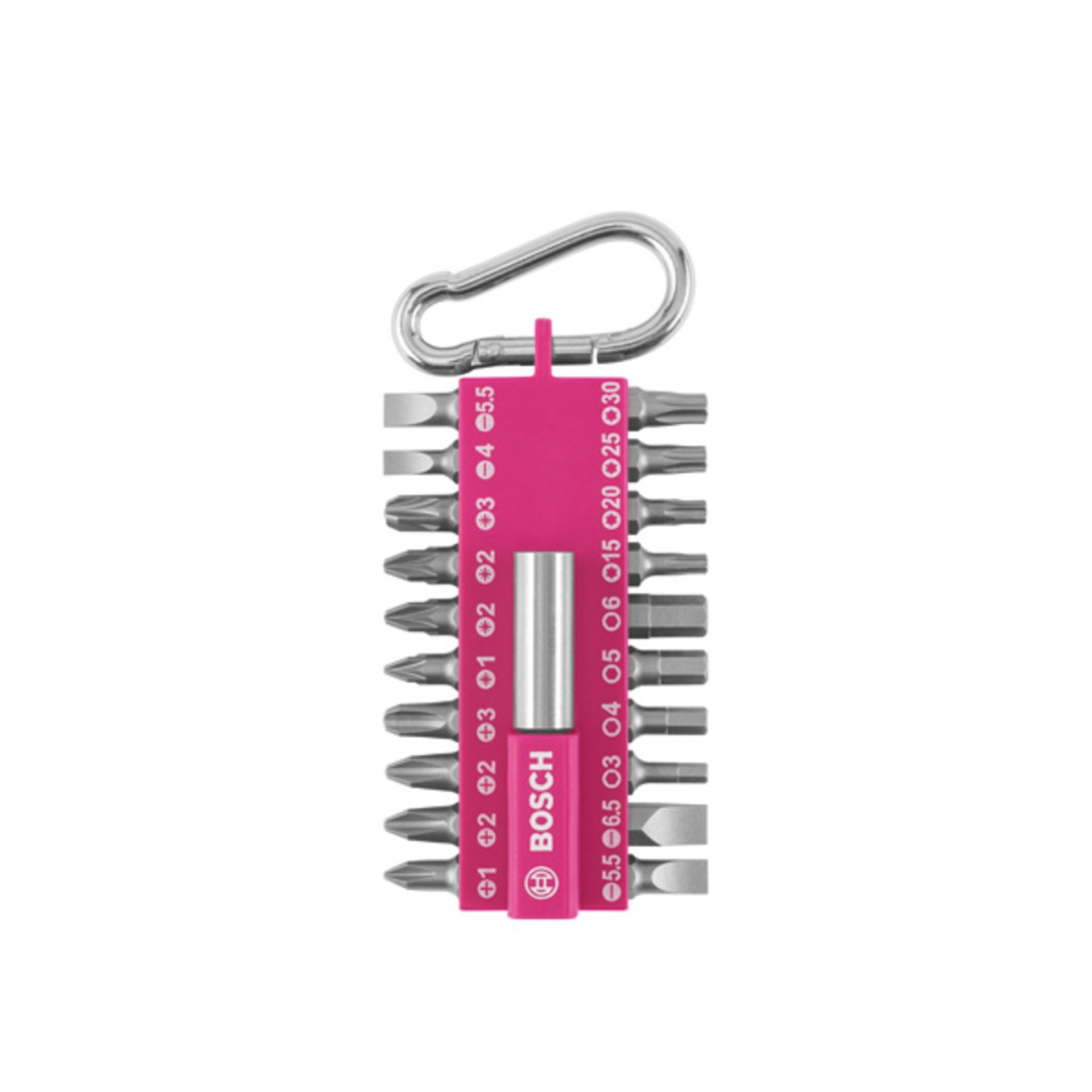 21-teiliges Schrauberbit-Set mit Snap-hook, Pink
