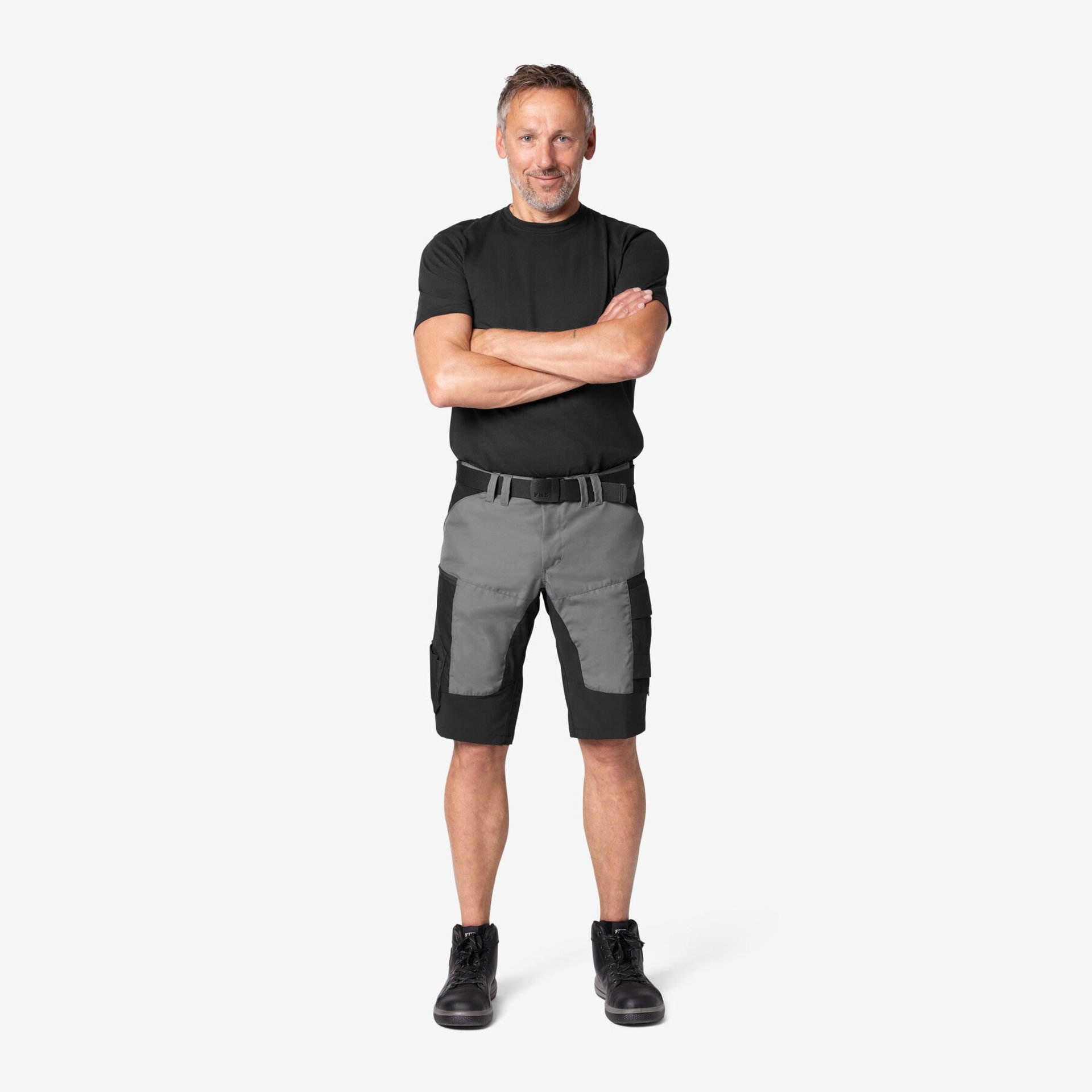 KIM Bermuda elastisch grau-schwarz 52