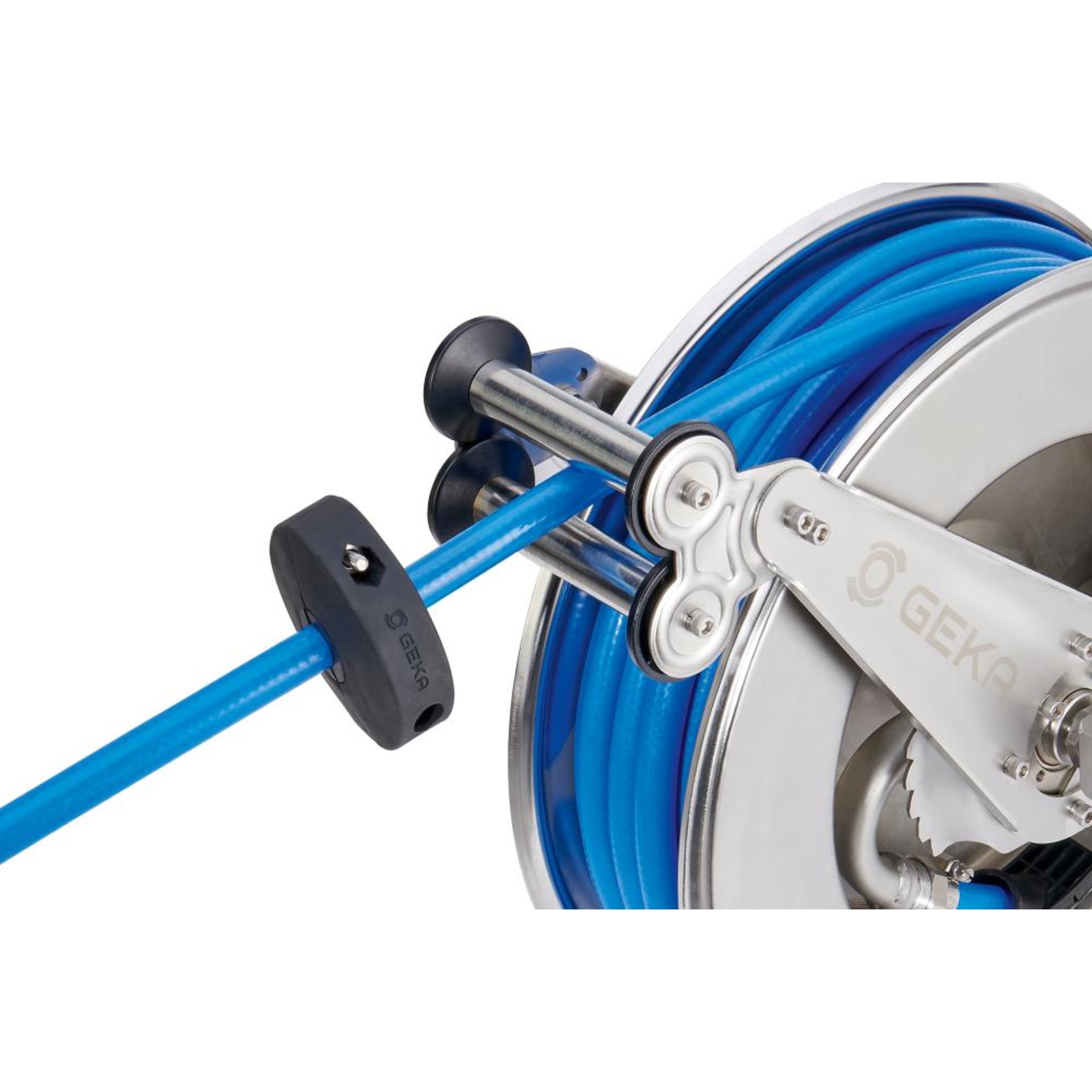 GEKA plus automatischer Schlauchaufroller EA15KSKEdelstahl, inkl. 20m DVGW-Schlauch 1/2" & Arm.