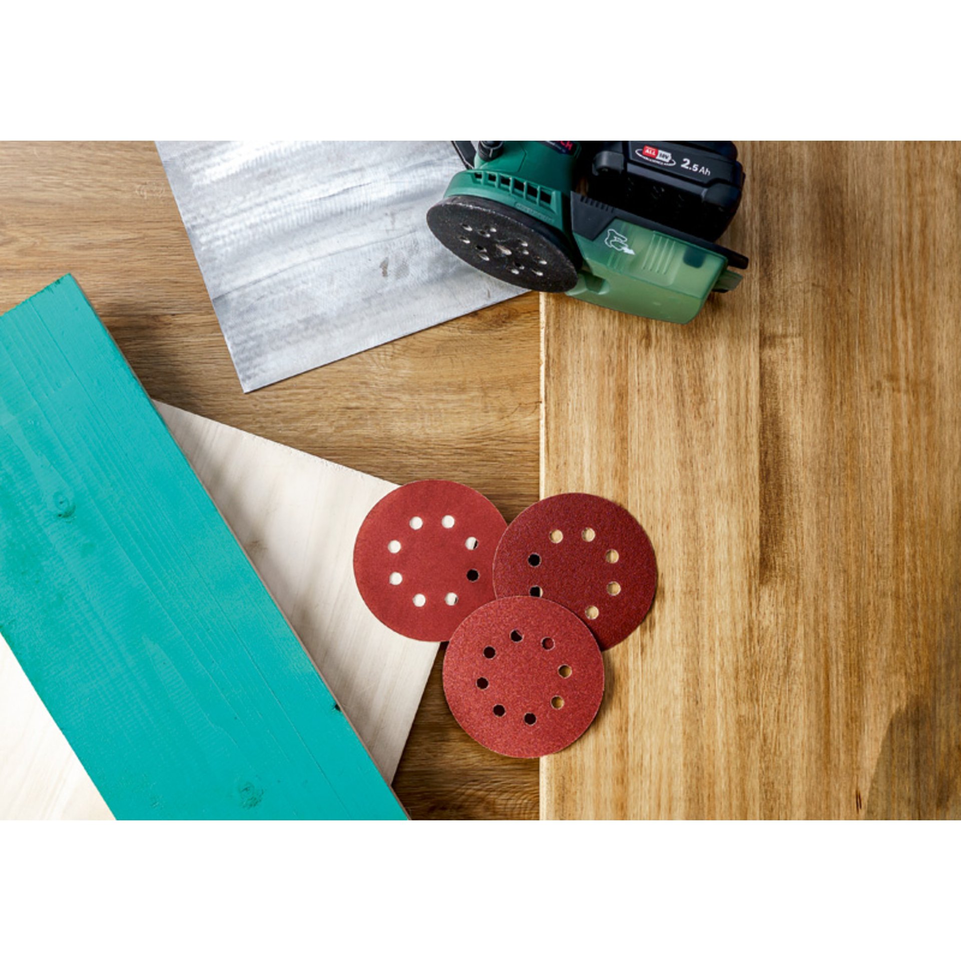 Schleifblatt-Set für Exzenterschleifer, 25-teilig, 8 Löcher, 125 mm, 80 - 240