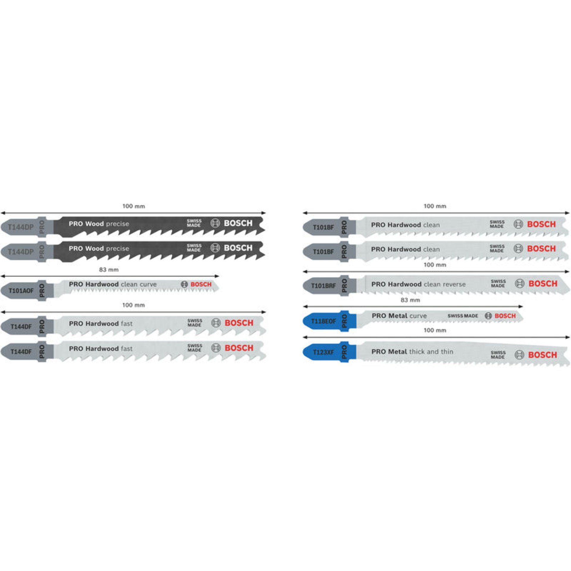 PRO Wood and Metal Stichsägeblatt Set, T 144 DP, T 123 XF, 100 mm, 10-tlg.