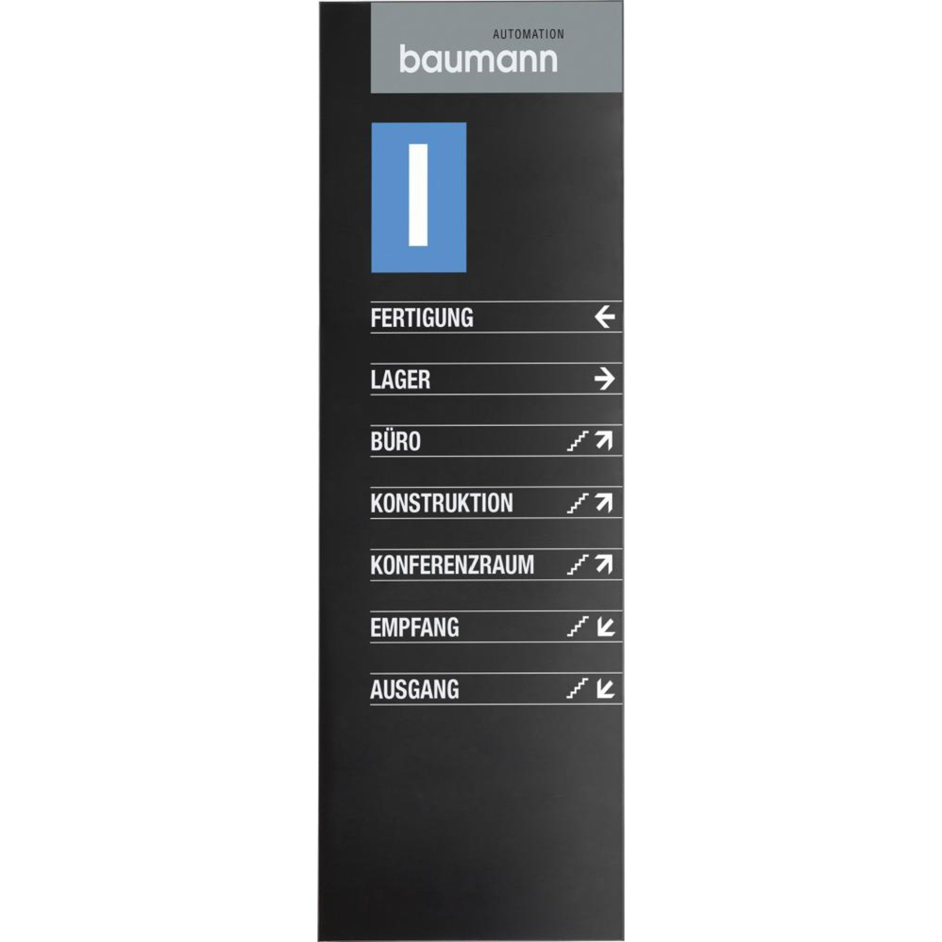 Wegweiser Madrid Black Line - Wandmontage B450xT16xH1250 mm aluminium schwarz elox.