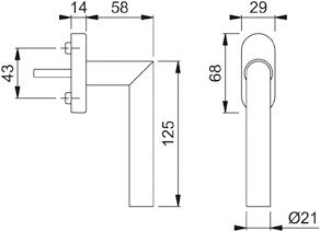 Hoppe DK-Fenstergriff,Amsterdam E0400/U30, mit ovaler Rosette,VK7x24, F69