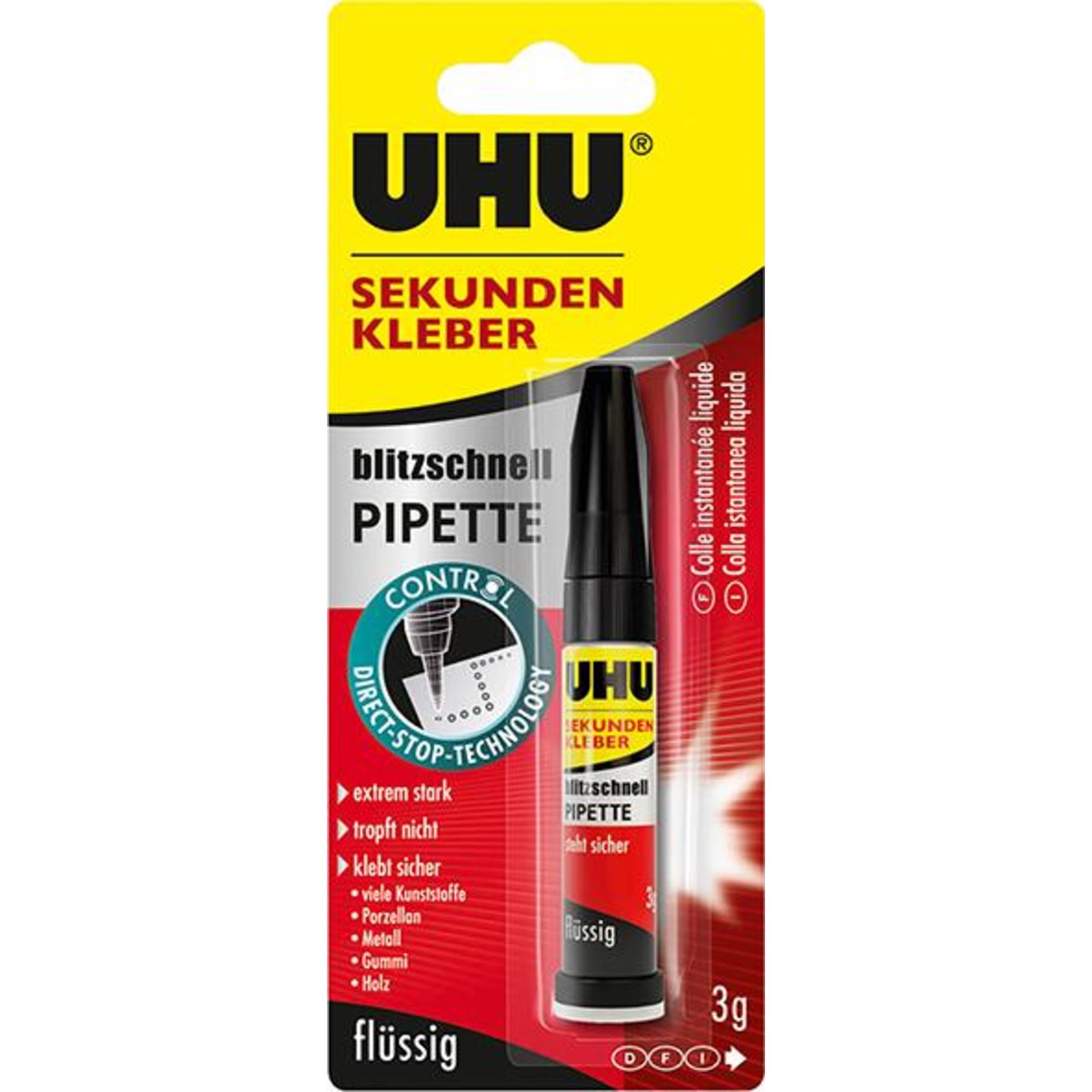 UHU Sekundenkleber blitz-schnell 3g PIPETTE CONTROL flüssig