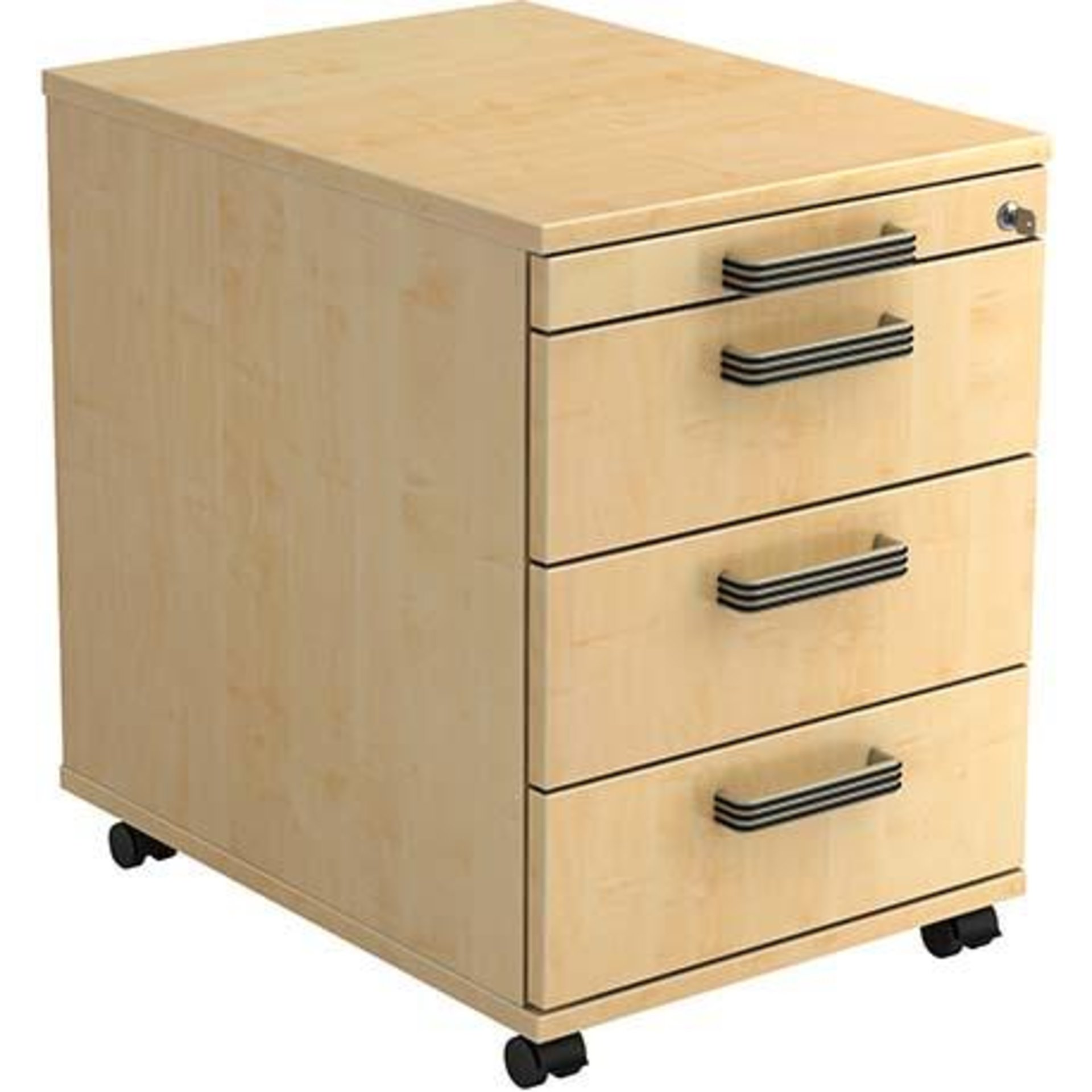 Rollcontainer zur Schreibtisch-Serie Solid, 3 Schübe, mit Streifengriff
