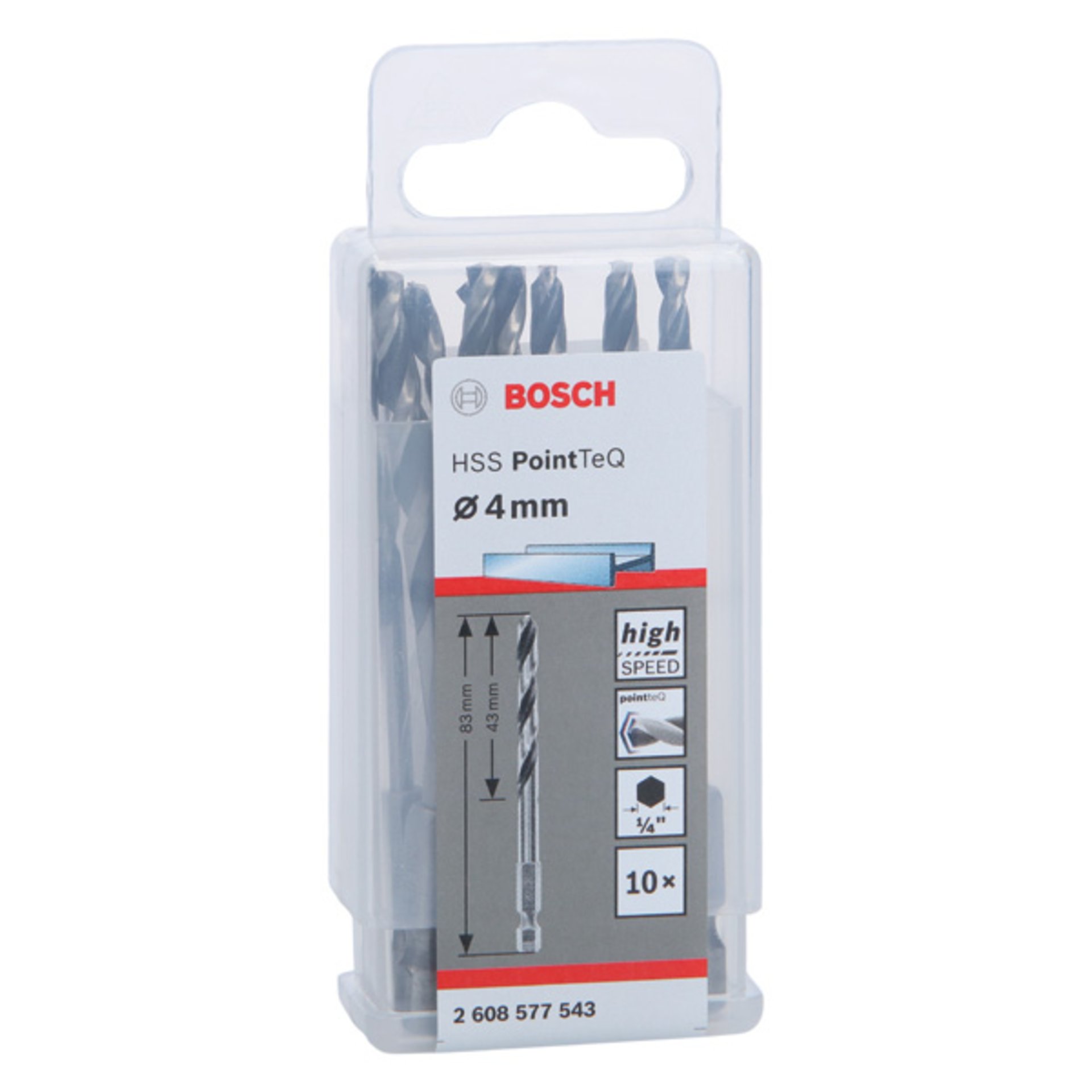 HSS PointTeQ Sechskantbohrer 4,0 mm, 10er-Pack