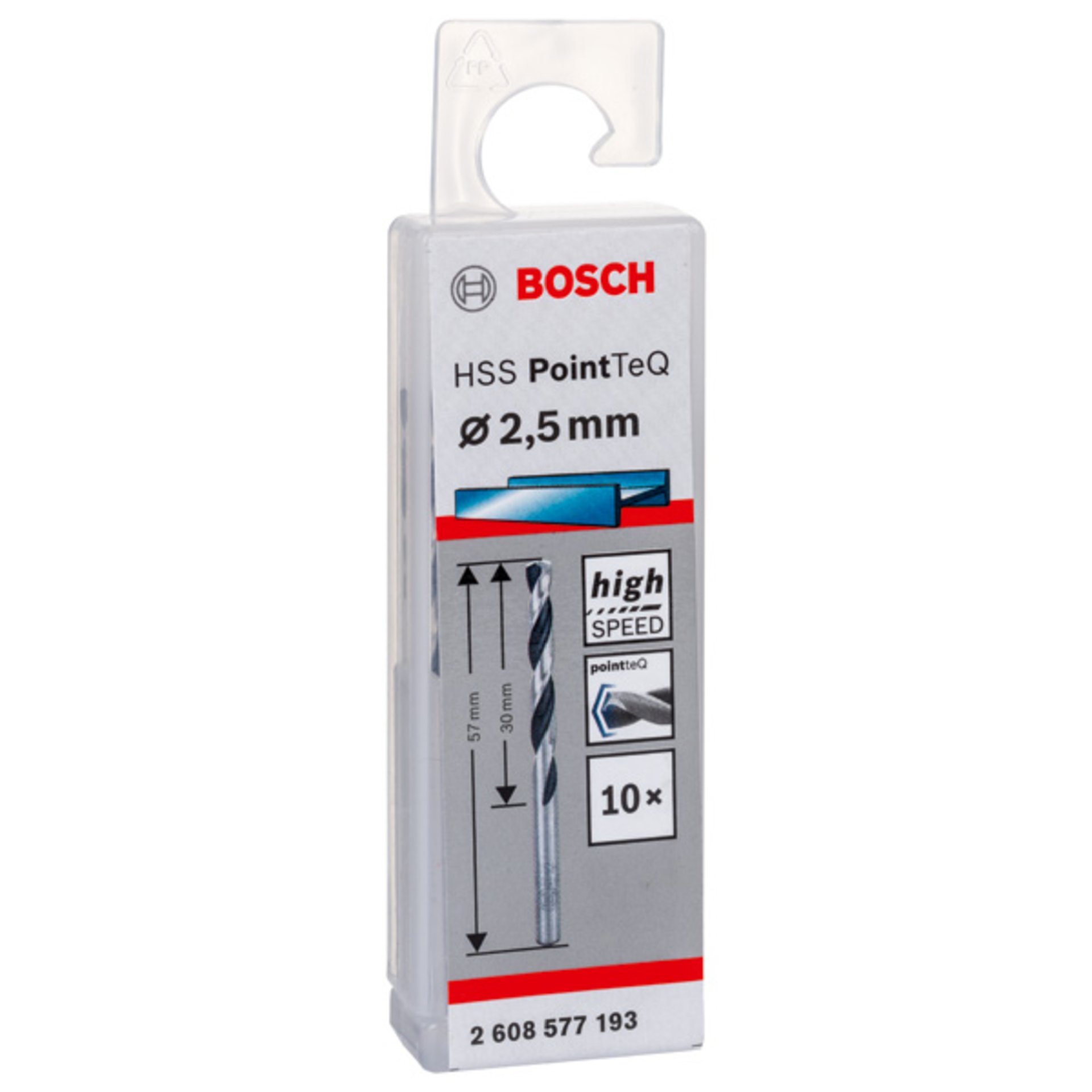 Metallspiralbohrer HSS PointTeQ, DIN 338, 2,5 mm, 10er-Pack