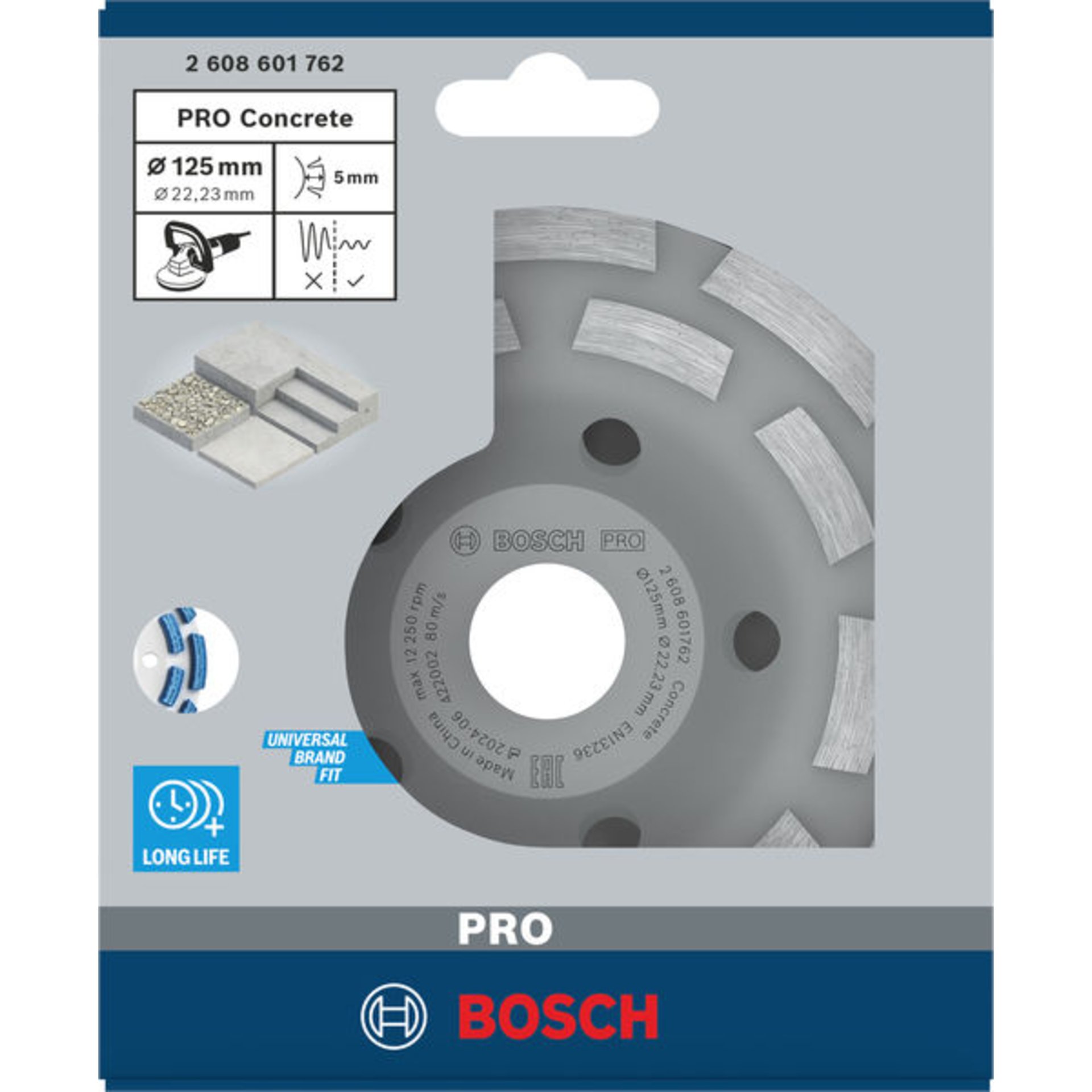 PRO Concrete Topfscheibe, 50 x 125 mm, 22,23 mm, 2-reihig