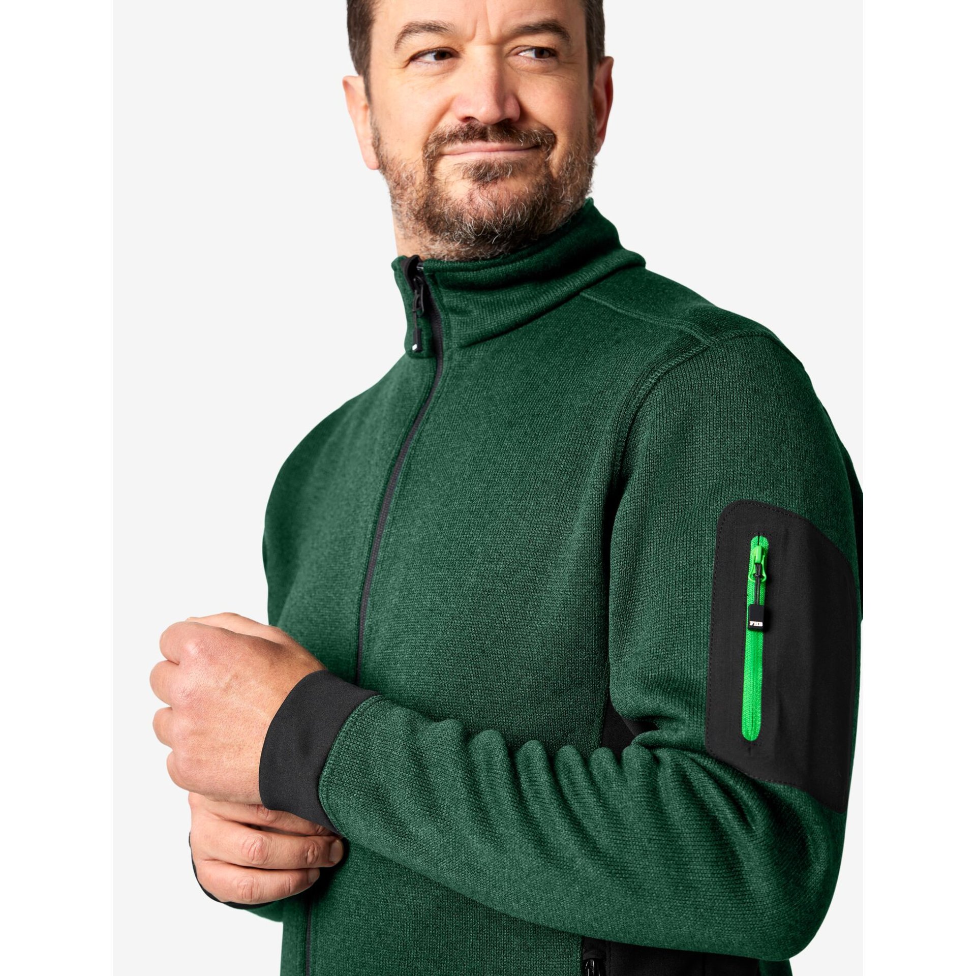 CHRISTOPH Strick-Fleece-Jacke Herren grün-schwarz L