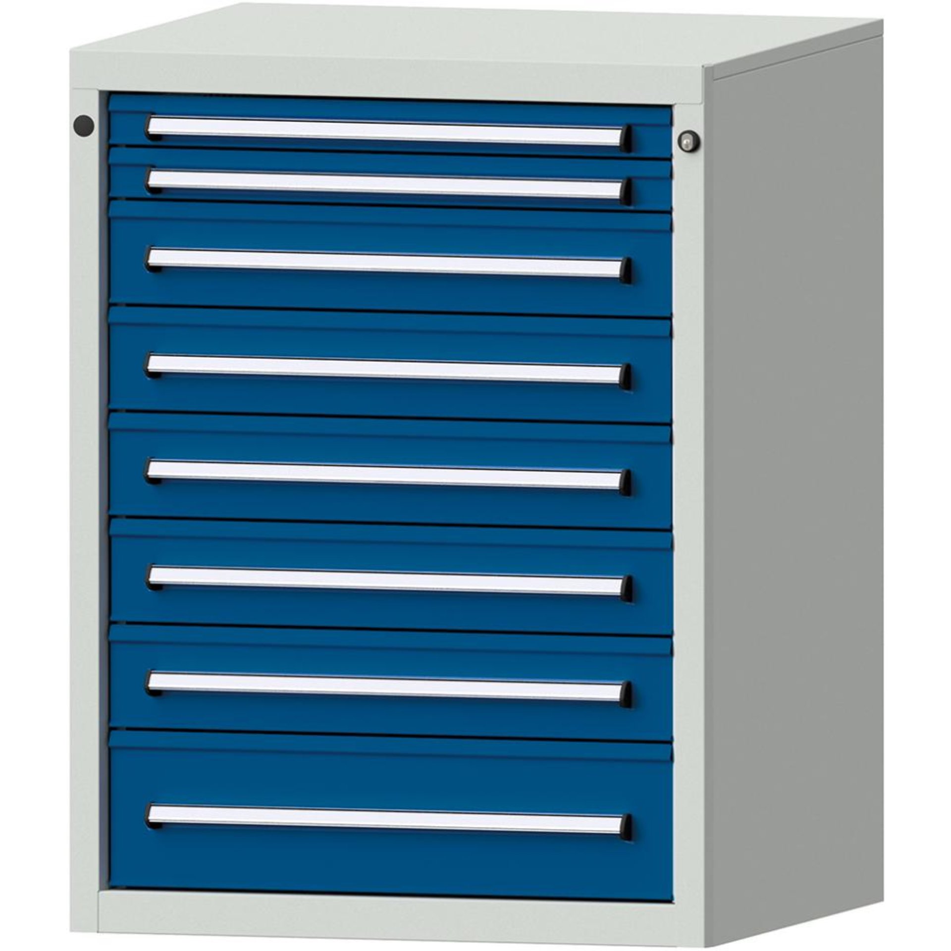 Format Schubladenschrank B760xT700xH1000mm RAL7035/5010 8 Schubladen 75kg