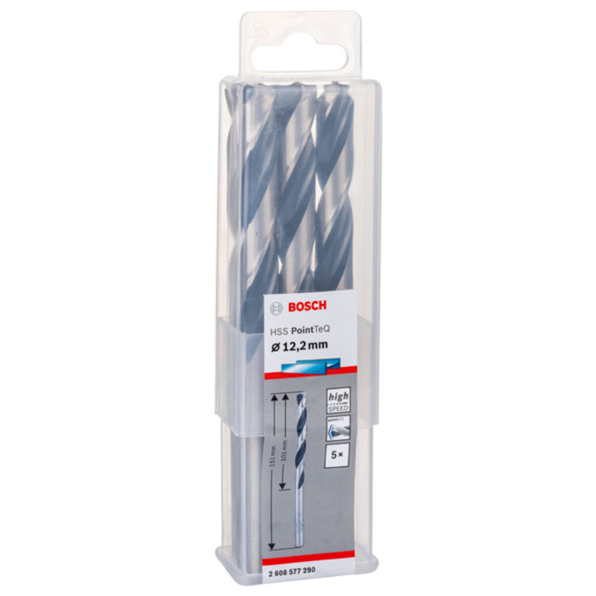 Metallspiralbohrer HSS PointTeQ, DIN 338, 12,2 mm, 5er-Pack