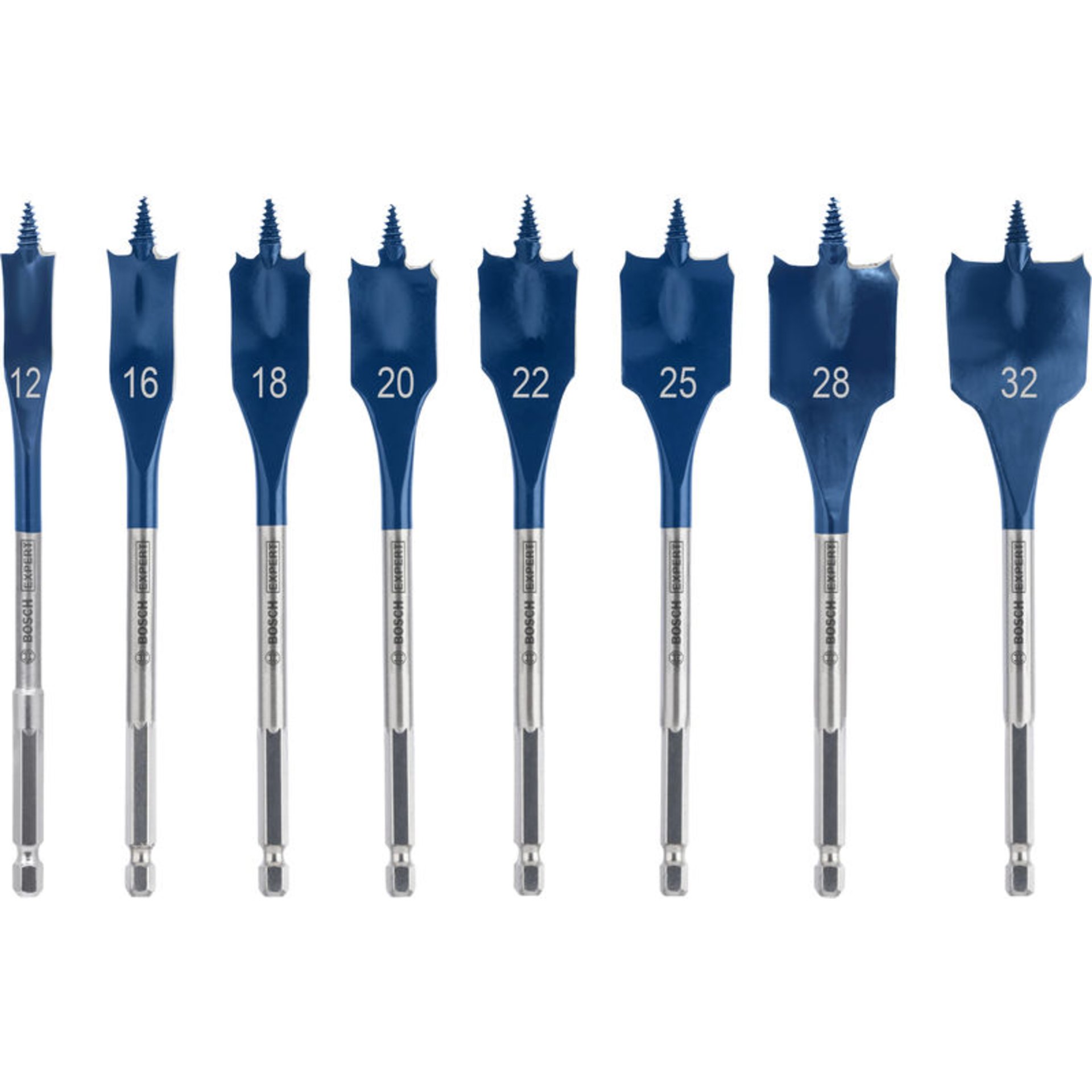 EXPERT Self Cut Speed Flachfräsbohrer-Set, 12/16/18/20/22/25/28/32 mm, 8-tlg.