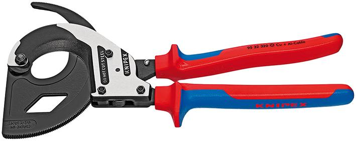 Knipex Kabelschneider brüniert mit Ratsche und 2-Komponenten-Griffen 320mm Knipex Kabelschneider brüniert mit Ratsche und 2-Komponenten-Griffen 320mm