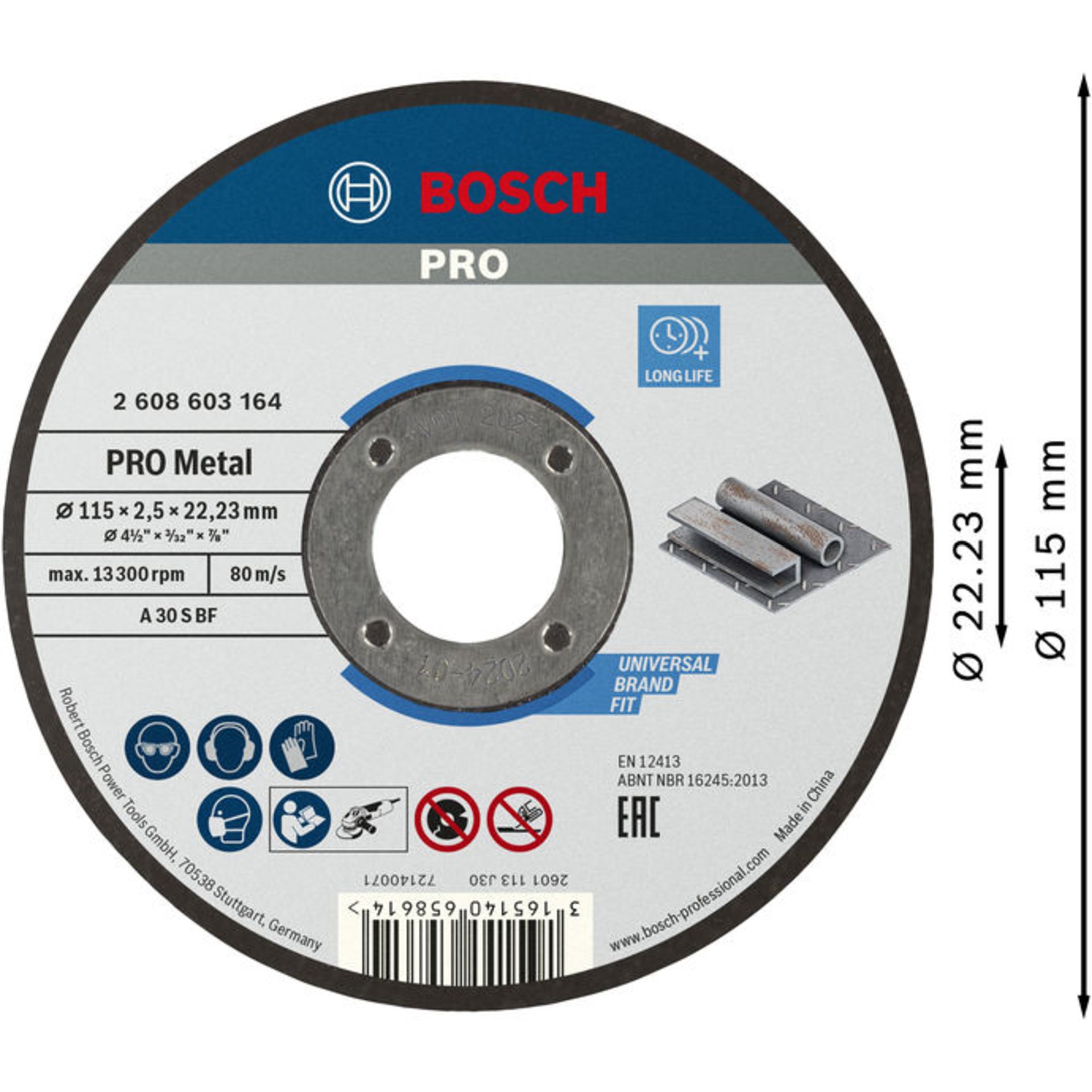 PRO Metal Trennscheibe, 115 x 2.5 x 22.23 mm, gerade