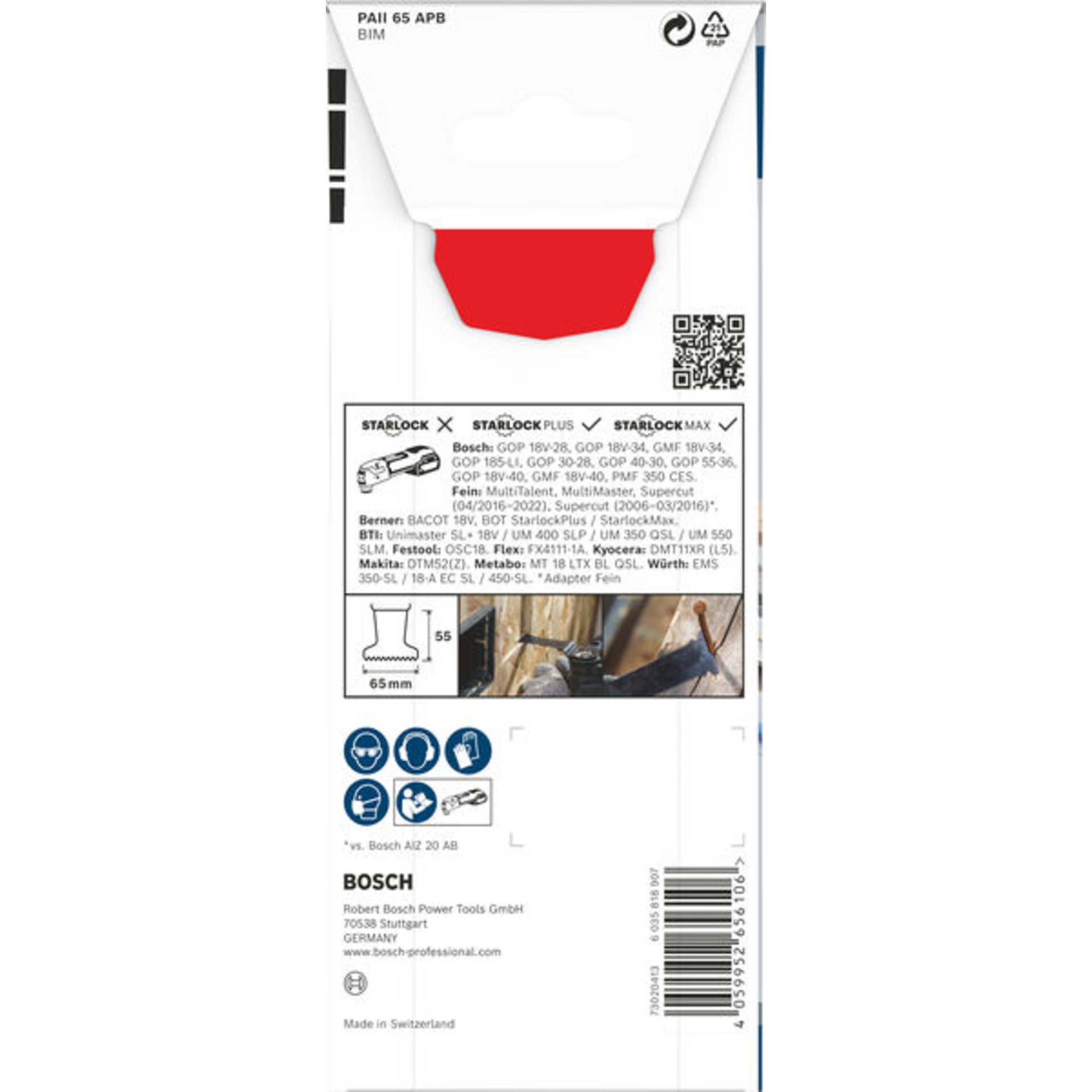 PRO PAII 65 APB Blatt für Multifunktionswerkzeuge, 65 x 55 mm