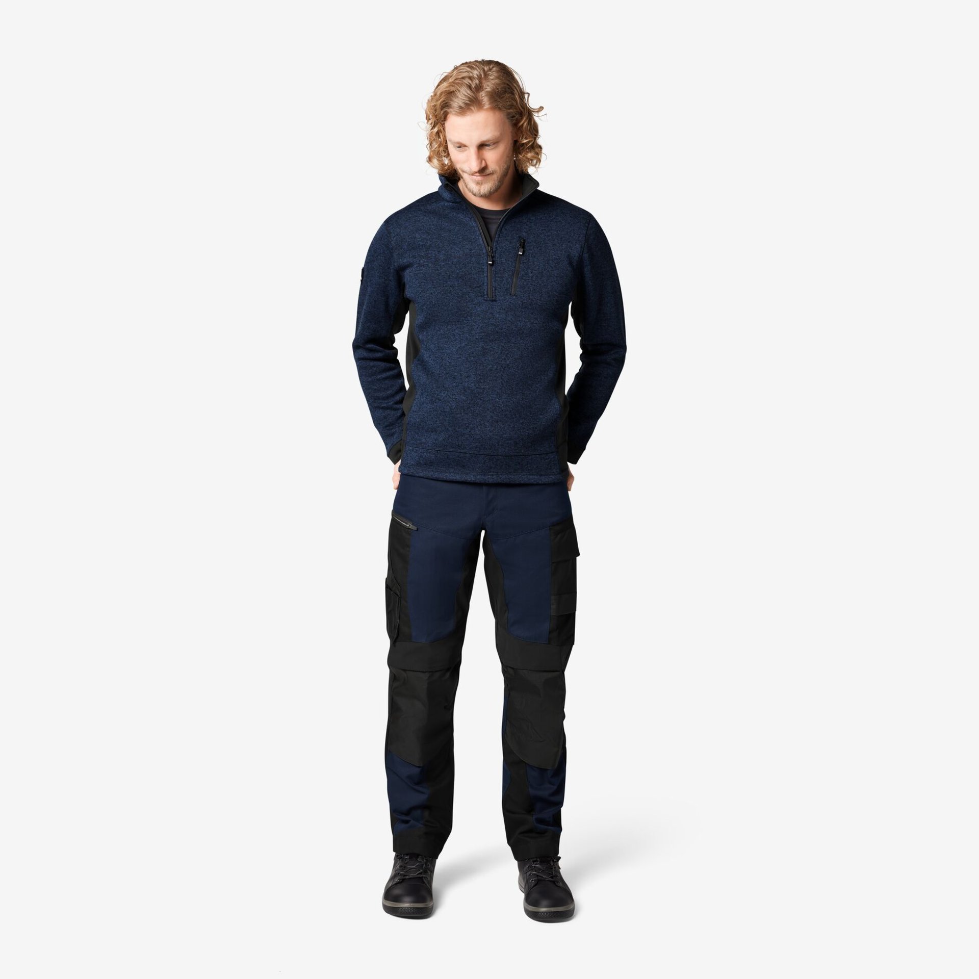 PATRICK Strick-Fleece-Troyer marine-schwarz Gr. M
