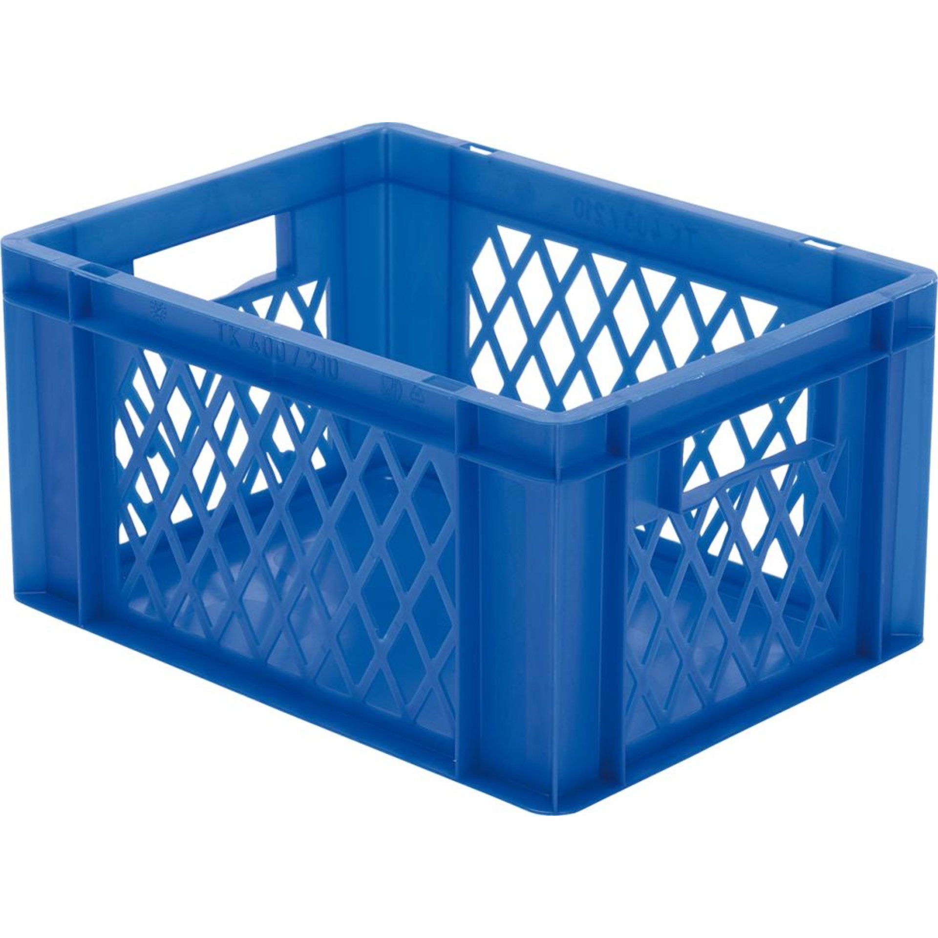Transport-Stapelkasten B400xT300xH210 mm blau, Wände durchbrochen mit Griffloch LA-KA-PE