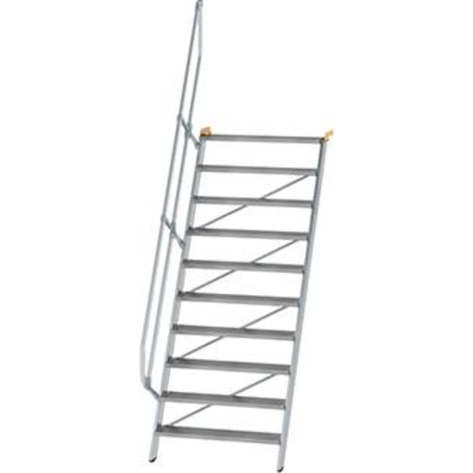 Alu-Treppe 60 Grad 10 Stufen B1000 mm lichte Höhe 2420 mm Ausladung 1626 mm