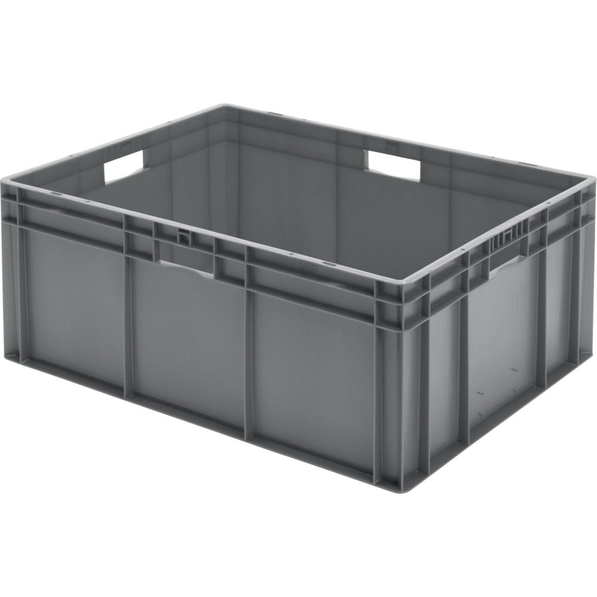 Transport-Stapelkasten B800xT600xH320 mm grau, geschlossen mit Griffloch LA-KA-PE