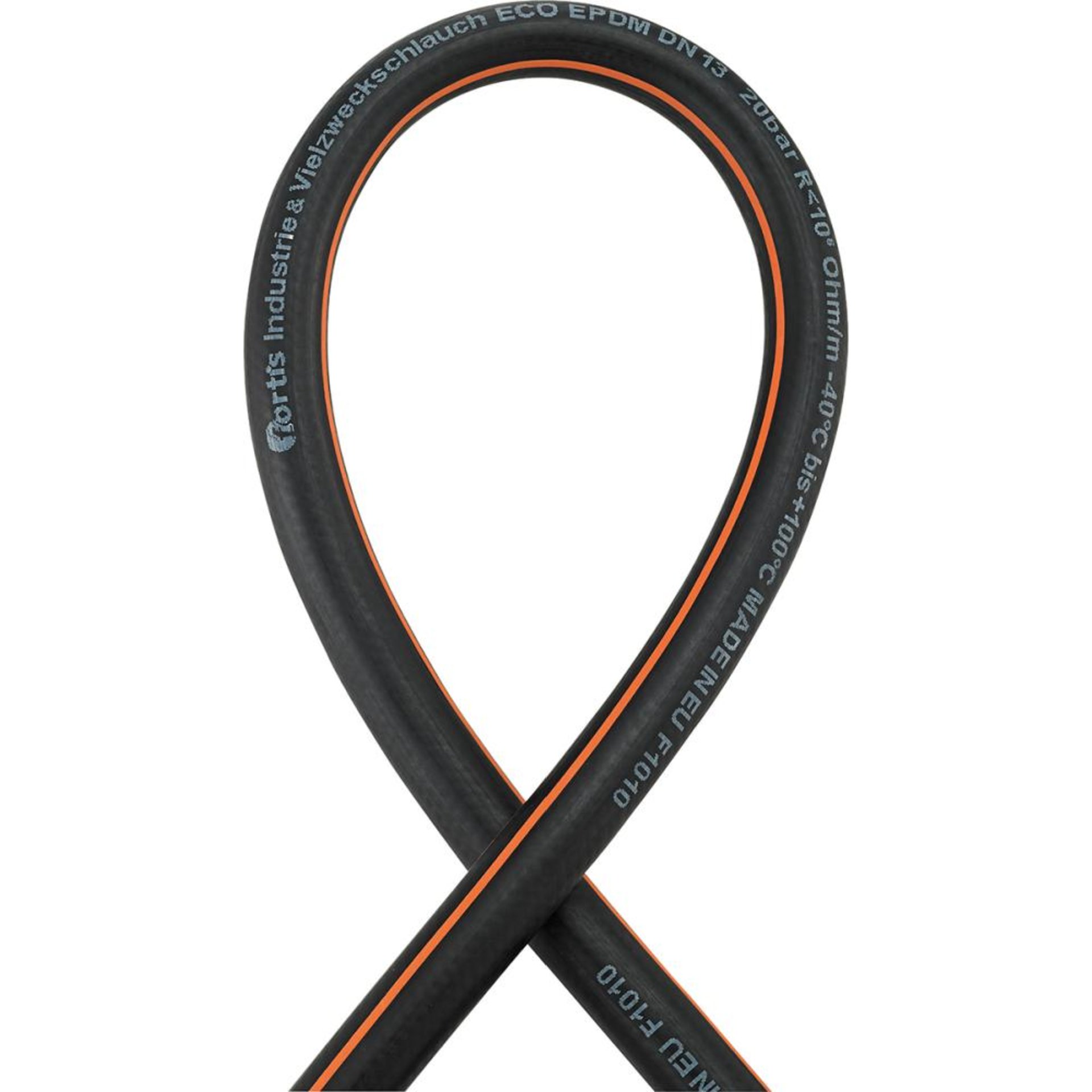Industrie-und Vielzweck schlauch ECO, EPDM, schwarz/orange, 13x3,0mm, 40m FORTIS