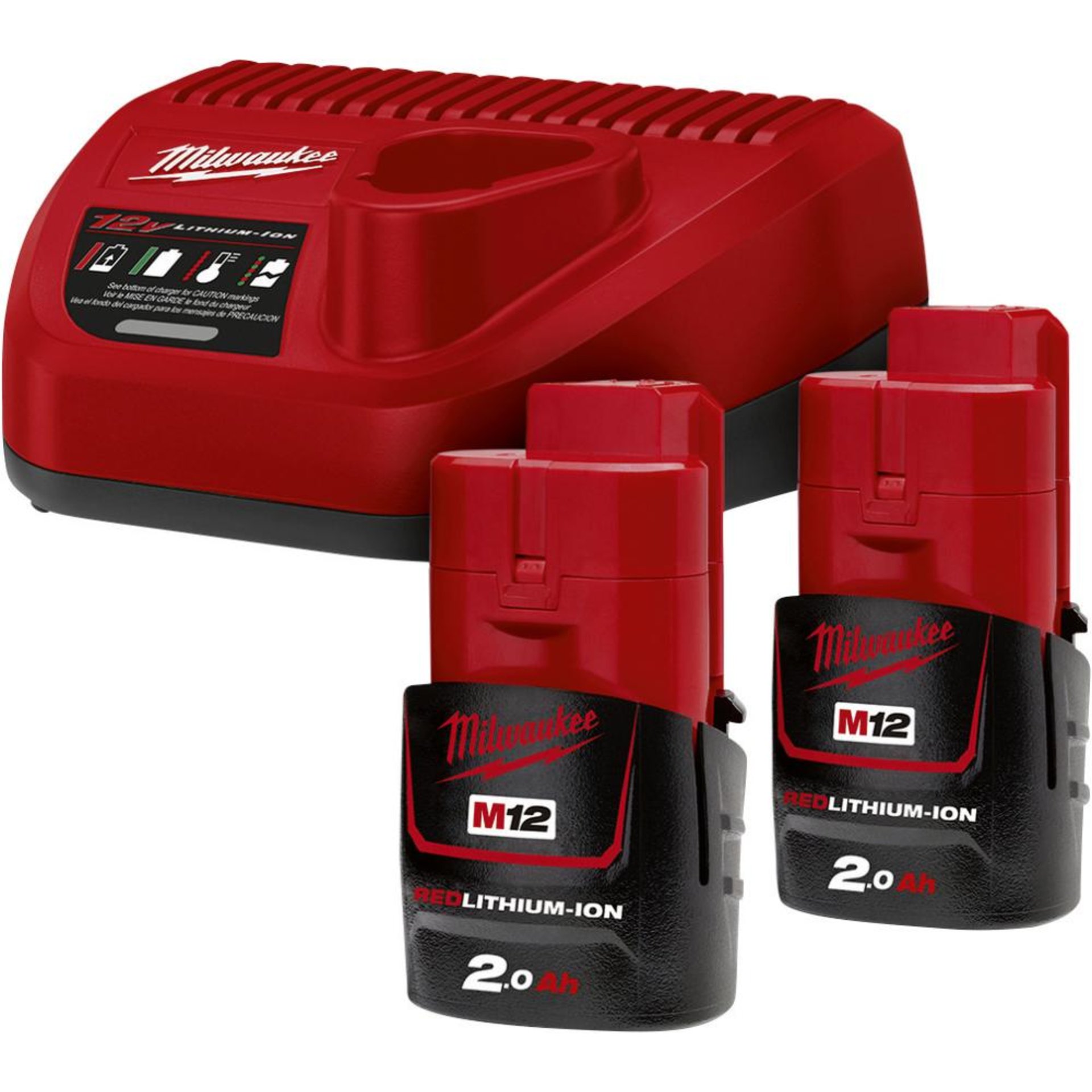 Akku-Starter Set M12 NRG-202 Milwaukee 2x12,0 V 2,0 Ah Ladegerät C12 C Karton