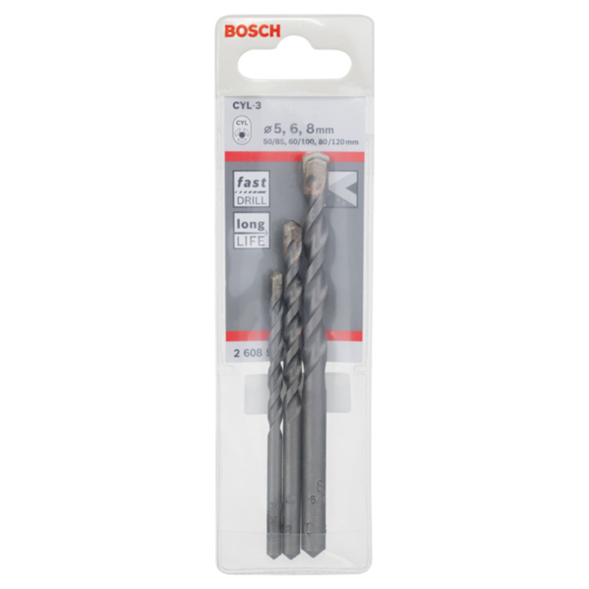 3-tlg. CYL-3 Betonbohrer-Set, 5/6/8 mm