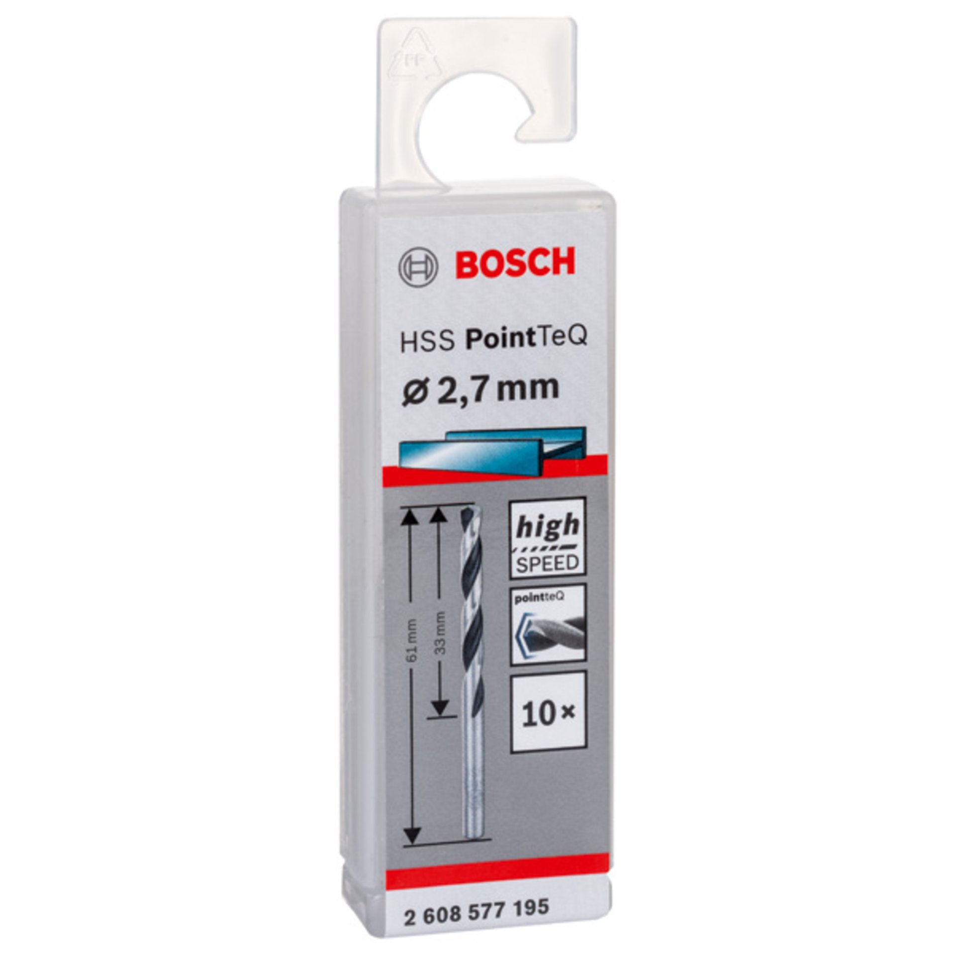 Metallspiralbohrer HSS PointTeQ, DIN 338, 2,7 mm, 10er-Pack