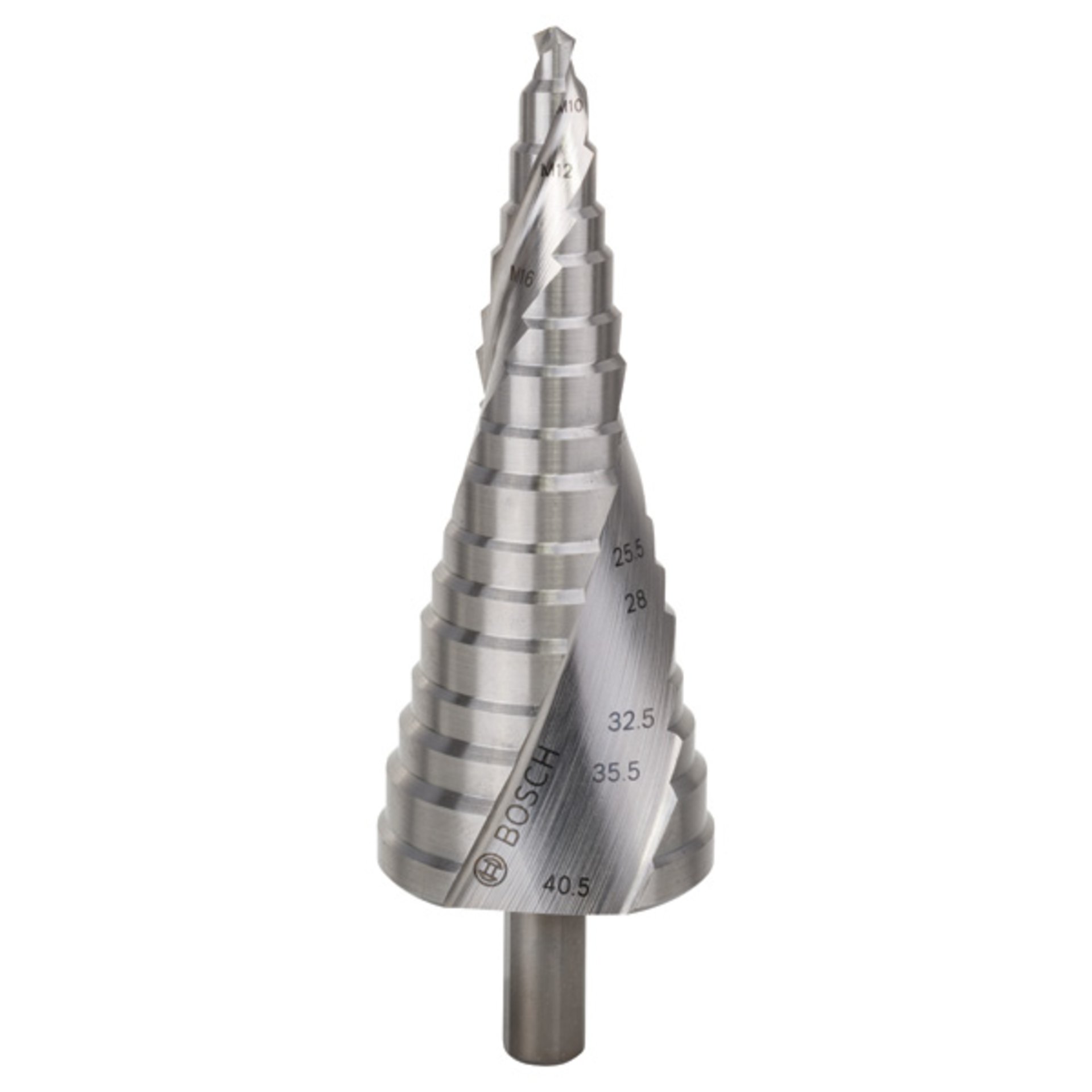 Stufenbohrer HSS, für Kabelverschraubungen, M10-M40, 10 mm, 125,5 mm, 16 Stufen