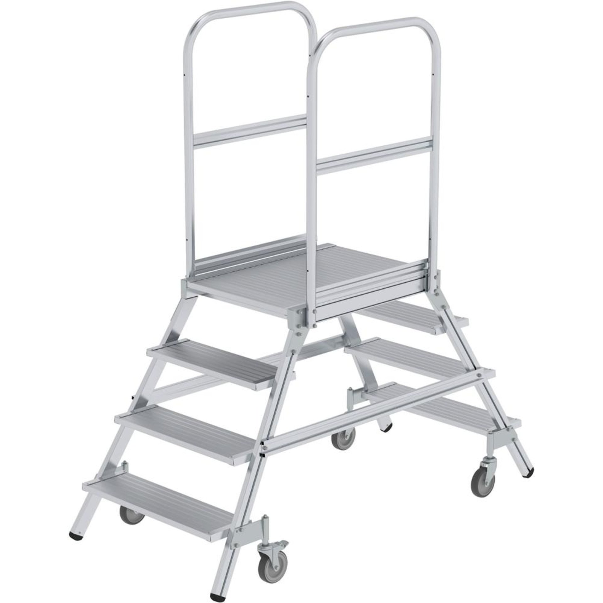 Podesttreppe, zweiseitig  begehbar, Alu, geriffelt