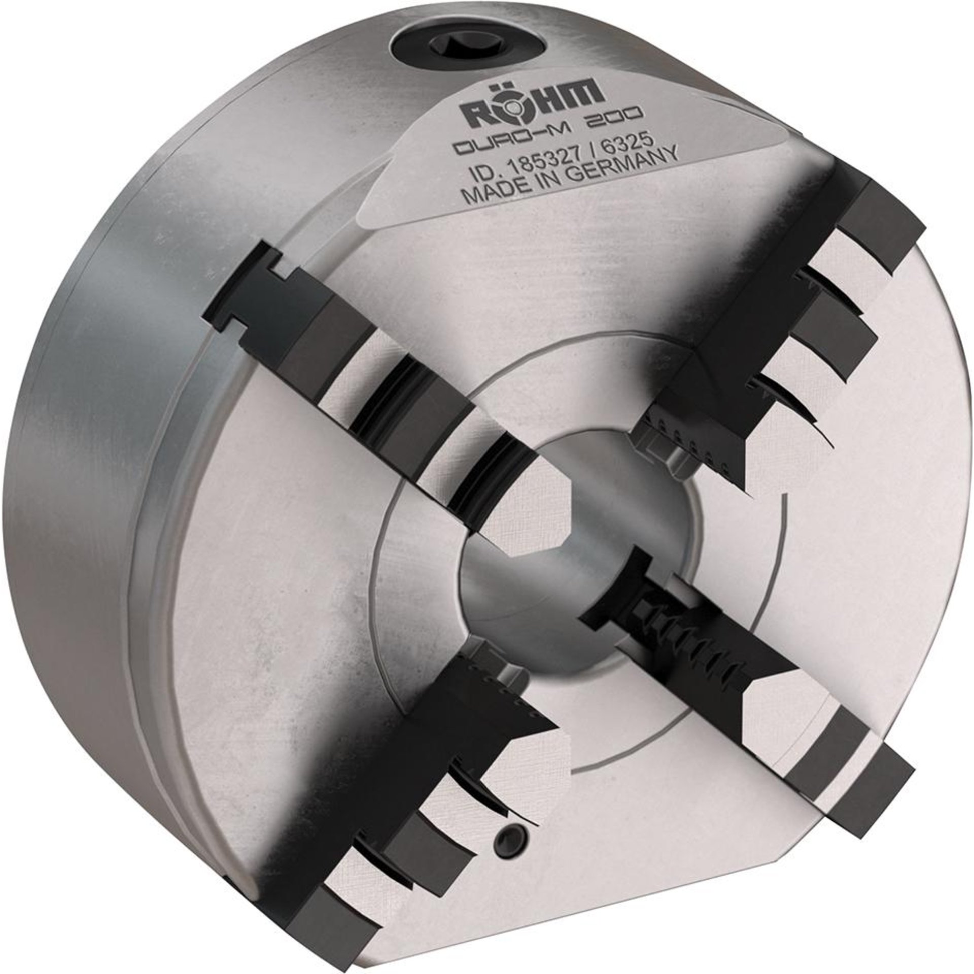 Drehfutter mit Spiralring DURO-M, 4-Backen, DIN 6350, Zylindrische Zentrieraufnahme, Form A, Stahlkörper, mit Bohr- und Drehbacken
